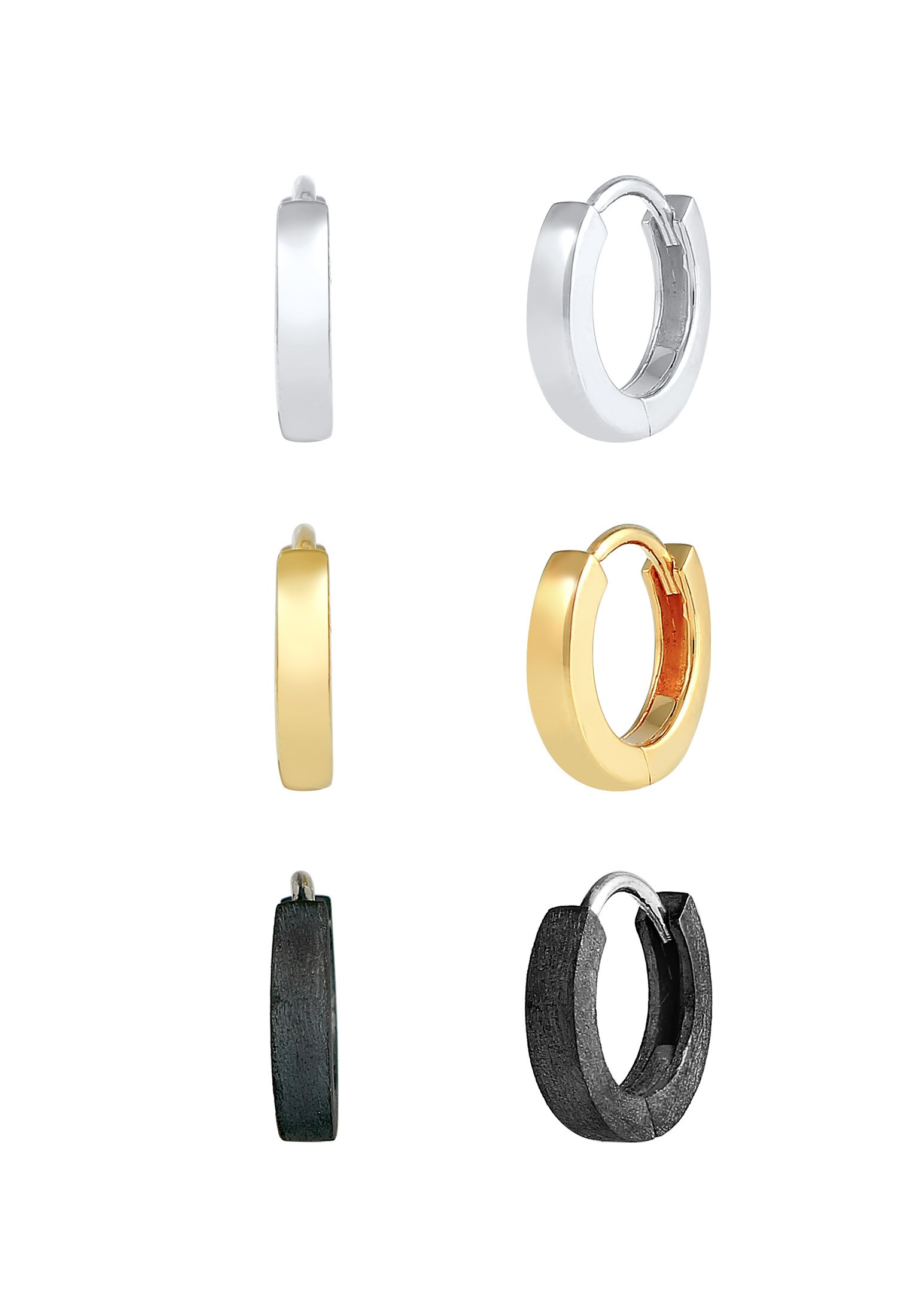 Kuzzoi Paar Creolen »Ohrringe Herren Basic Klapp Creolen Set (6-tlg) 925 Silber«