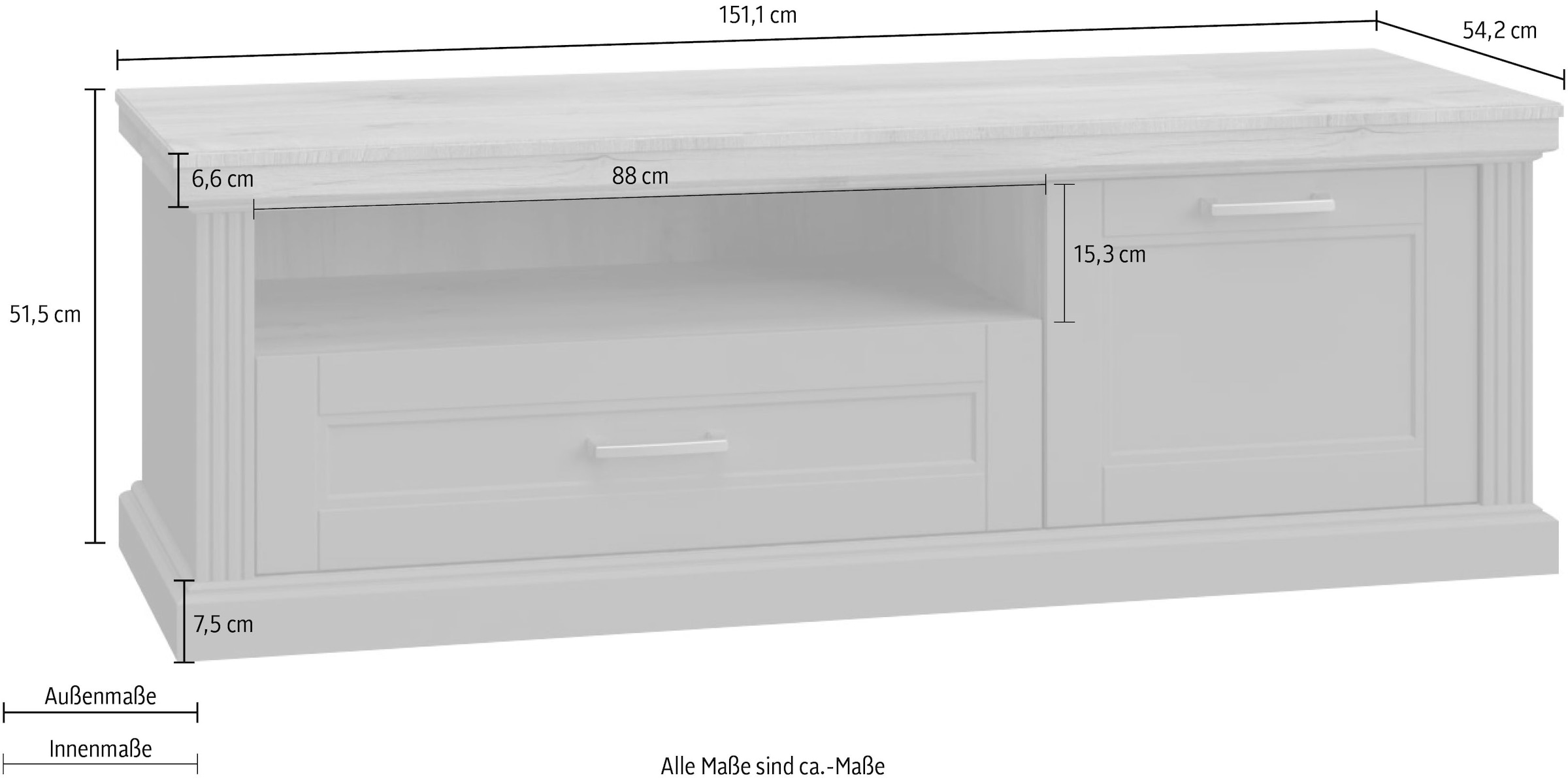 DELAVITA TV-Board »Tara«, lackiert mit wasserbasiertem UV-Lack, mit Soft- Close-Funktion