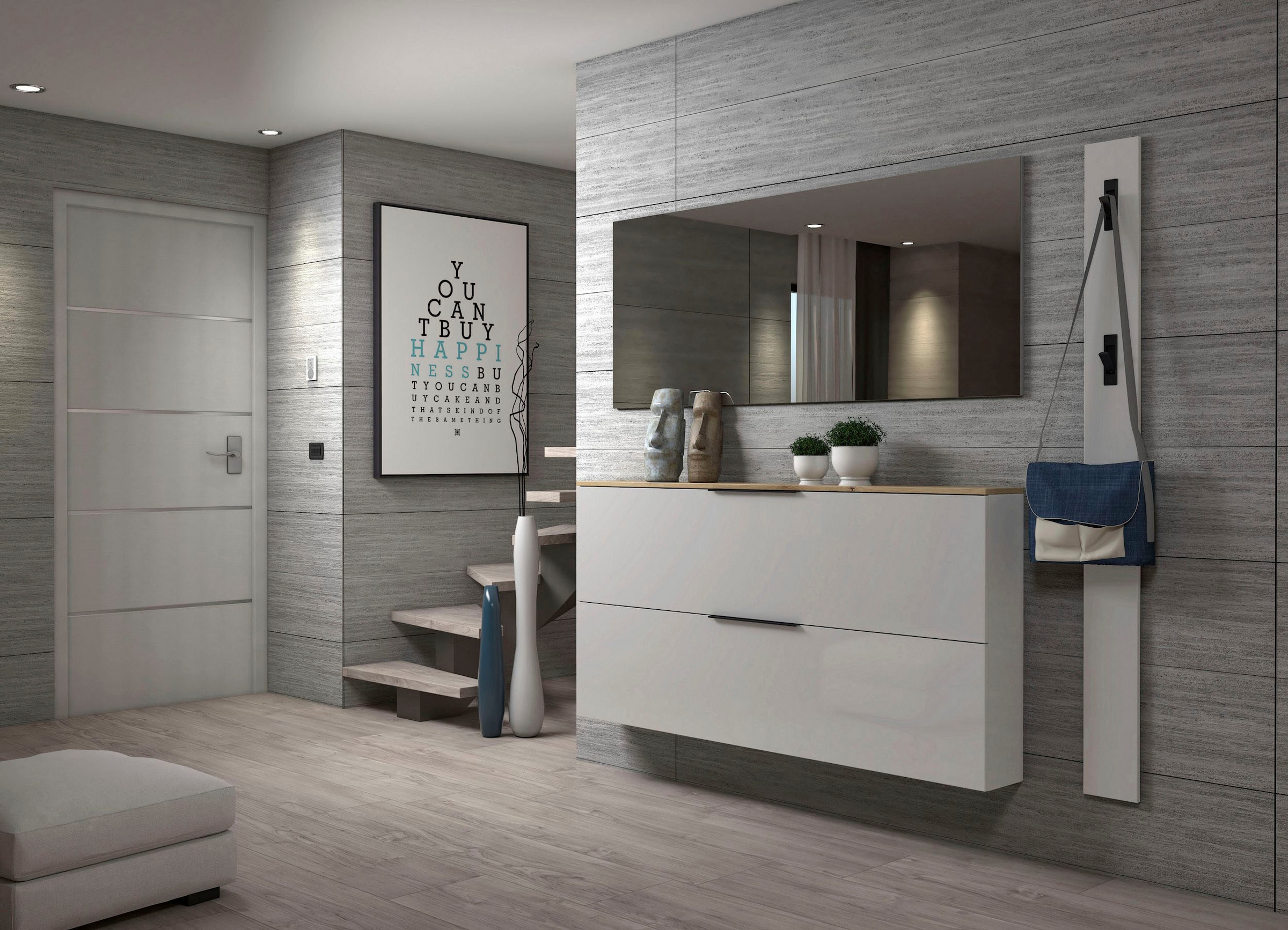 Home affaire Garderobenpaneel »SPACE, Garderobenleiste, Wanpaneel, Wandgarderobe, Garderobenleiste« 1 Stk. tlg. mit 3 Klapphaken, Hochglanz lackiert, 15x2x170 cm