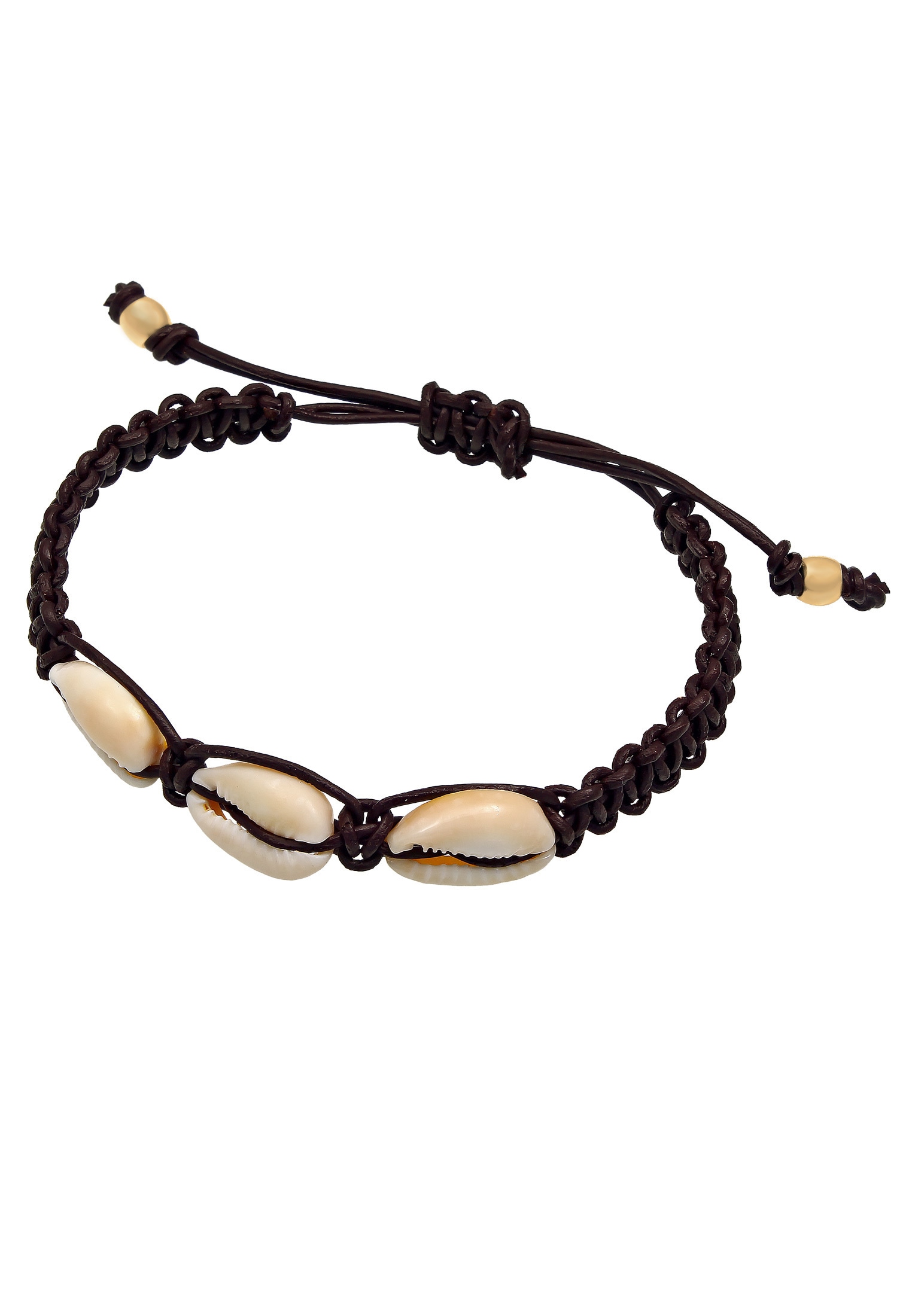 Kuzzoi Lederarmband »Armband Herren Kauri Muscheln Knoten Leder 925 Silber«