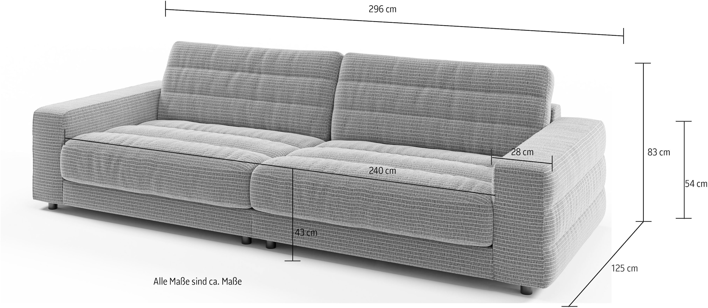 Candy Big-Sofa Raten Quersteppung auf »Stripes«, feiner mit bestellen Lose 3C Rückenkissen,