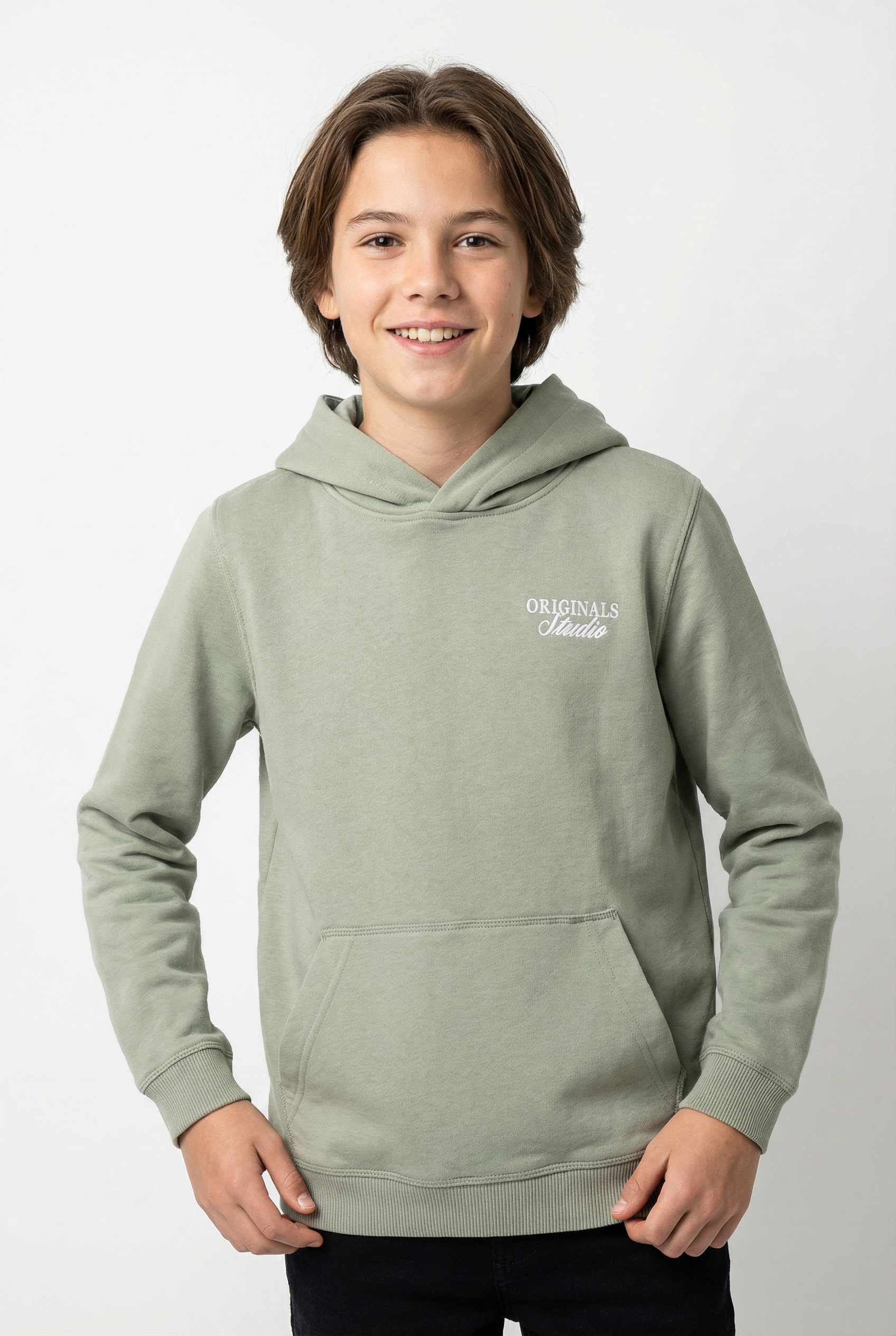 Jack & Jones Junior Kapuzensweatshirt »JORNORREBRO TYPO BACK SWEAT HOOD SN JNR«, Baumwollmischung, relaxed fit, Langarm
