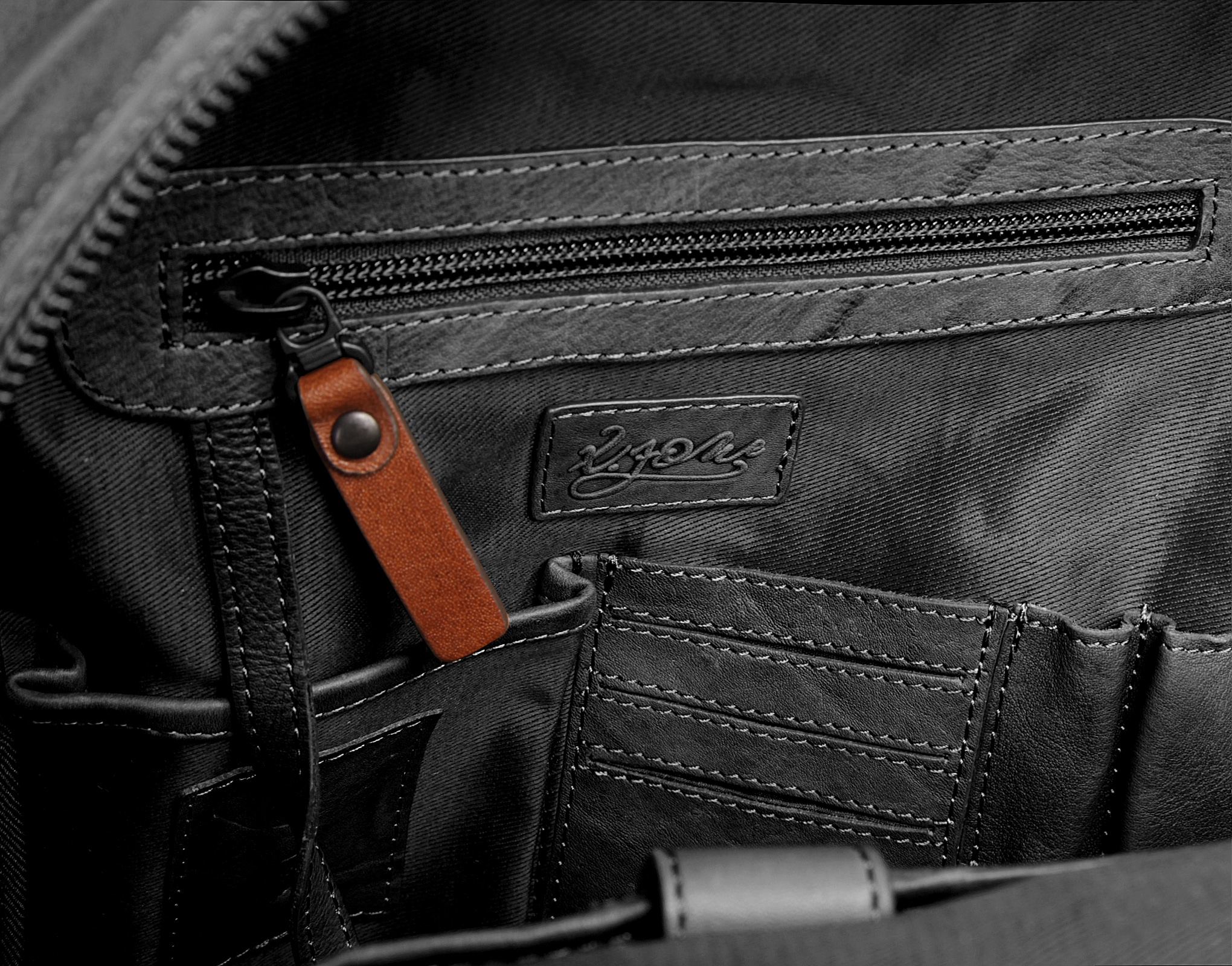 X-Zone Laptoprucksack echt Leder