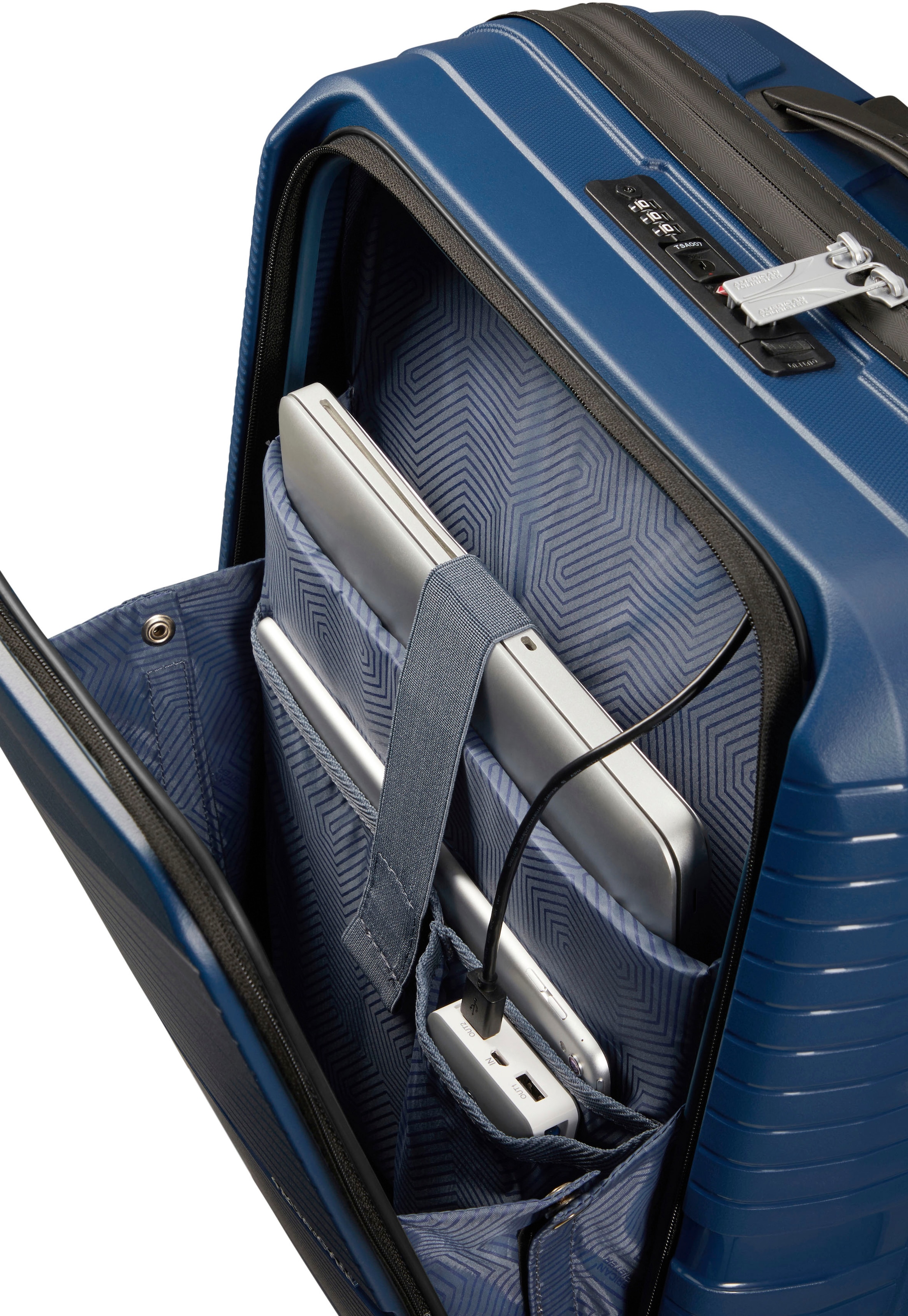 American Tourister® Hartschalen-Trolley »AIRCONIC 55«, 4 Rollen, mit 15,6-Zoll Laptopfach, Tabletfach und USB-Schleuse