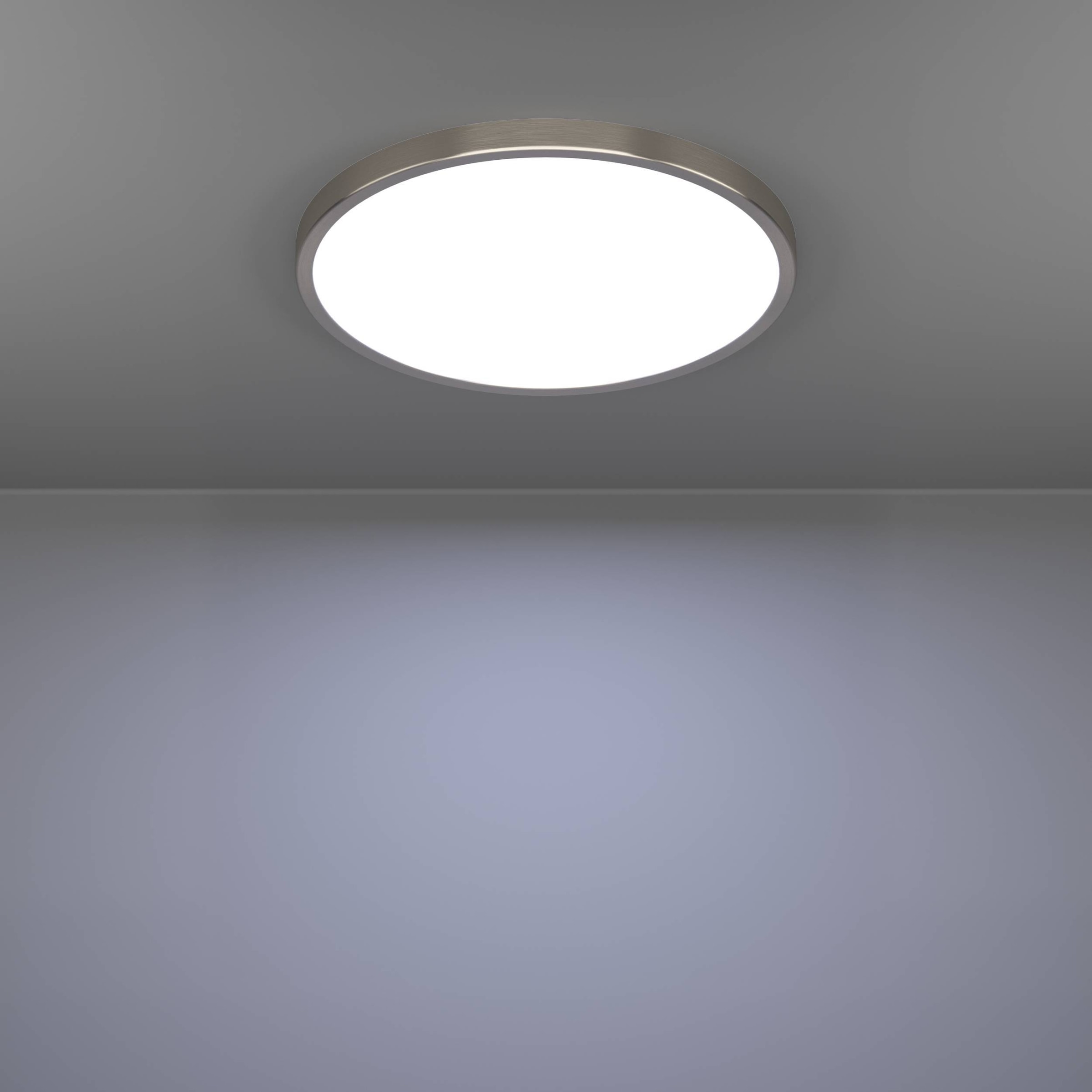 EGLO Aufbauleuchte »Fueva 6 Aufbaulampe, Metall und Kunststoff, silber, weiß, Deckenlampe« LED-Modul 1 Stk. Kaltweiß | Neutralweiß | Warmweiß Aufbauleuchte - H2,5 x Ø38,9 cm - nickel-matt - 17W inkl.