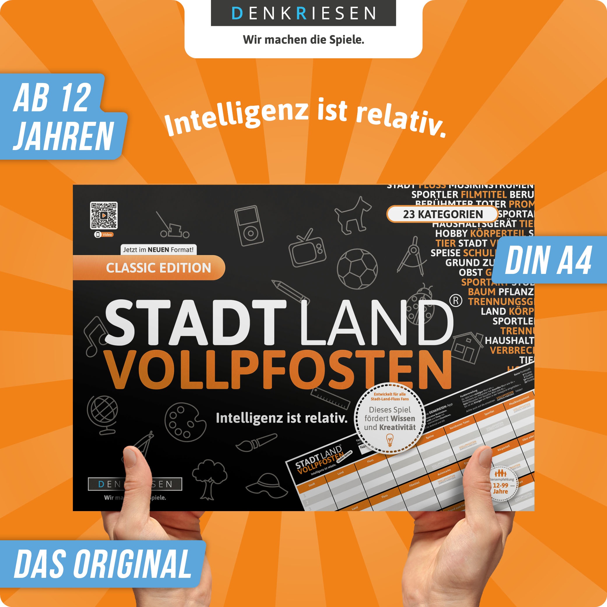 Denkriesen Spiel »Stadt Land Vollpfosten, Classic Edition, A4 Block« Made in Germany