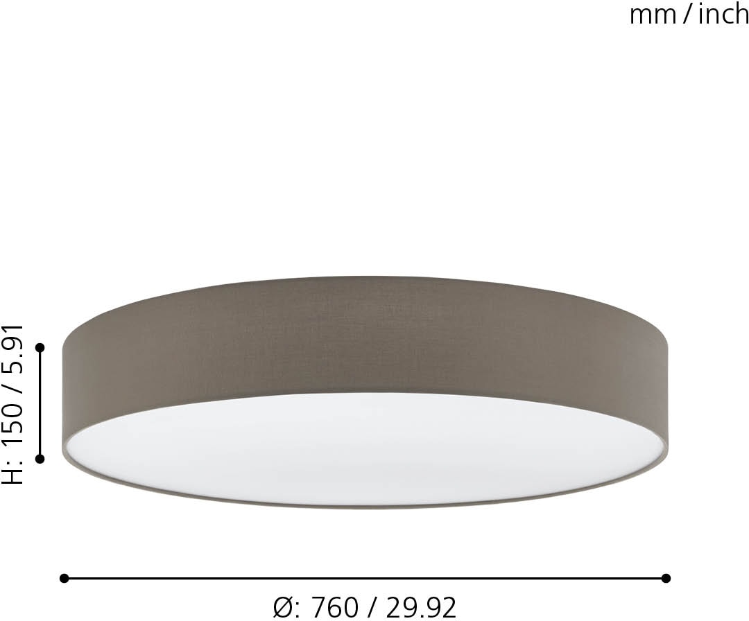 EGLO Deckenleuchte »PASTERI Deckenlampe, Stahl und Textil, E27, IP20, Wohnzimmerlampe« E27 Deckenleuchte aus Stoff - Schlafzimmerlampe, Flurlampe