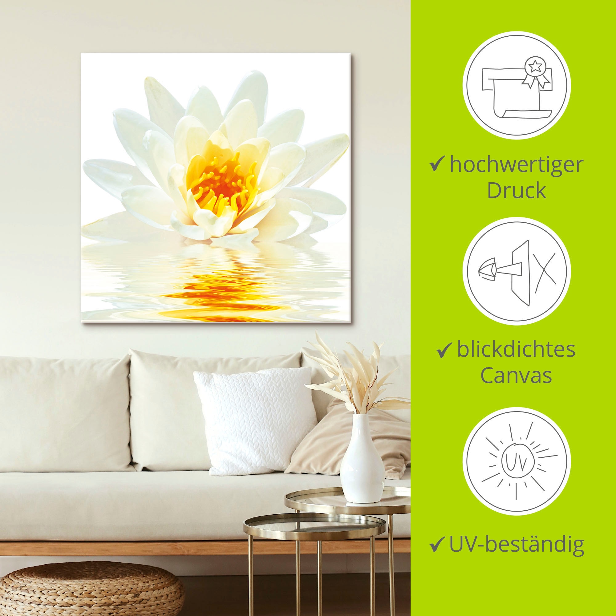 Artland Wandbild »Lotusblume schwimmt im Wasser«, Blumen, (1 St.), als Leinwandbild in verschied. Größen