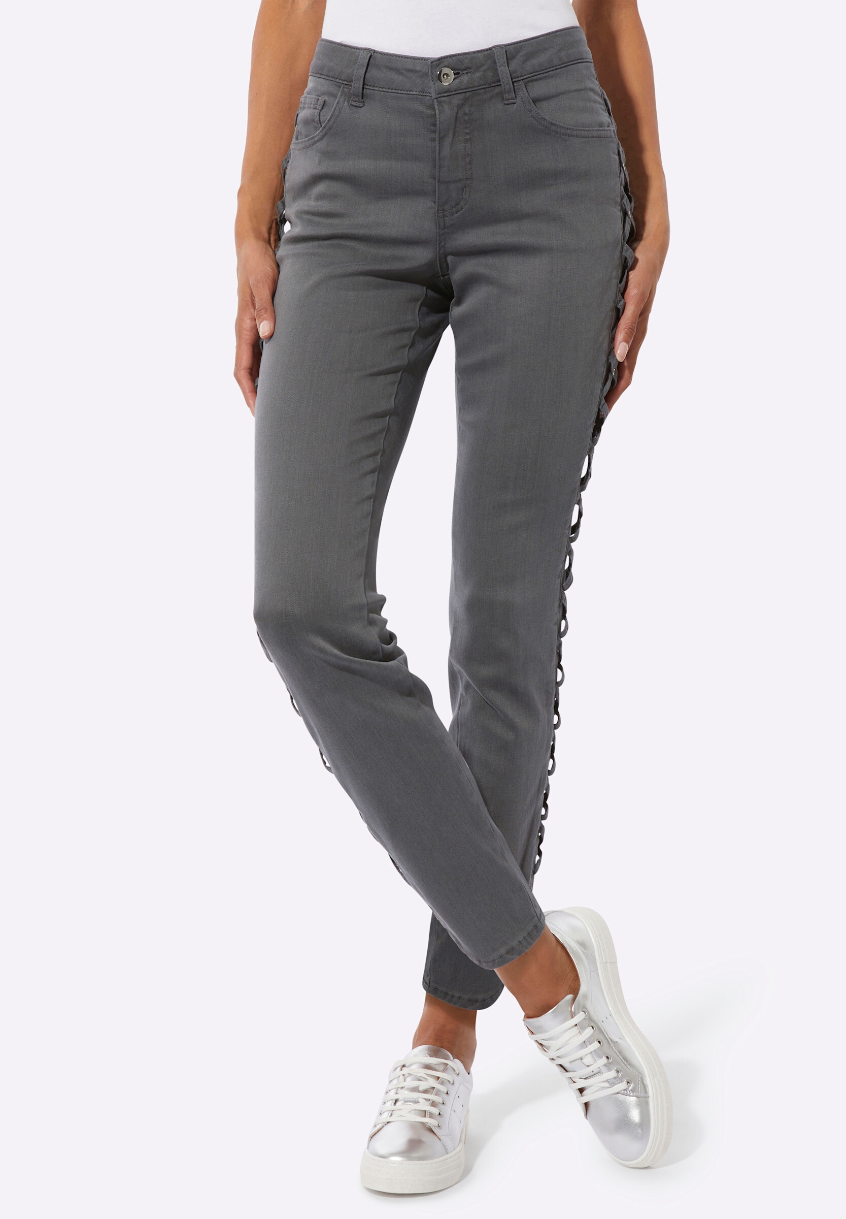 creation L 5-Pocket-Jeans »Lyocell-Baumwoll-Mix-Jeans 5-Pocket-Jeans mit Bändchen-Verzierung seitlich«