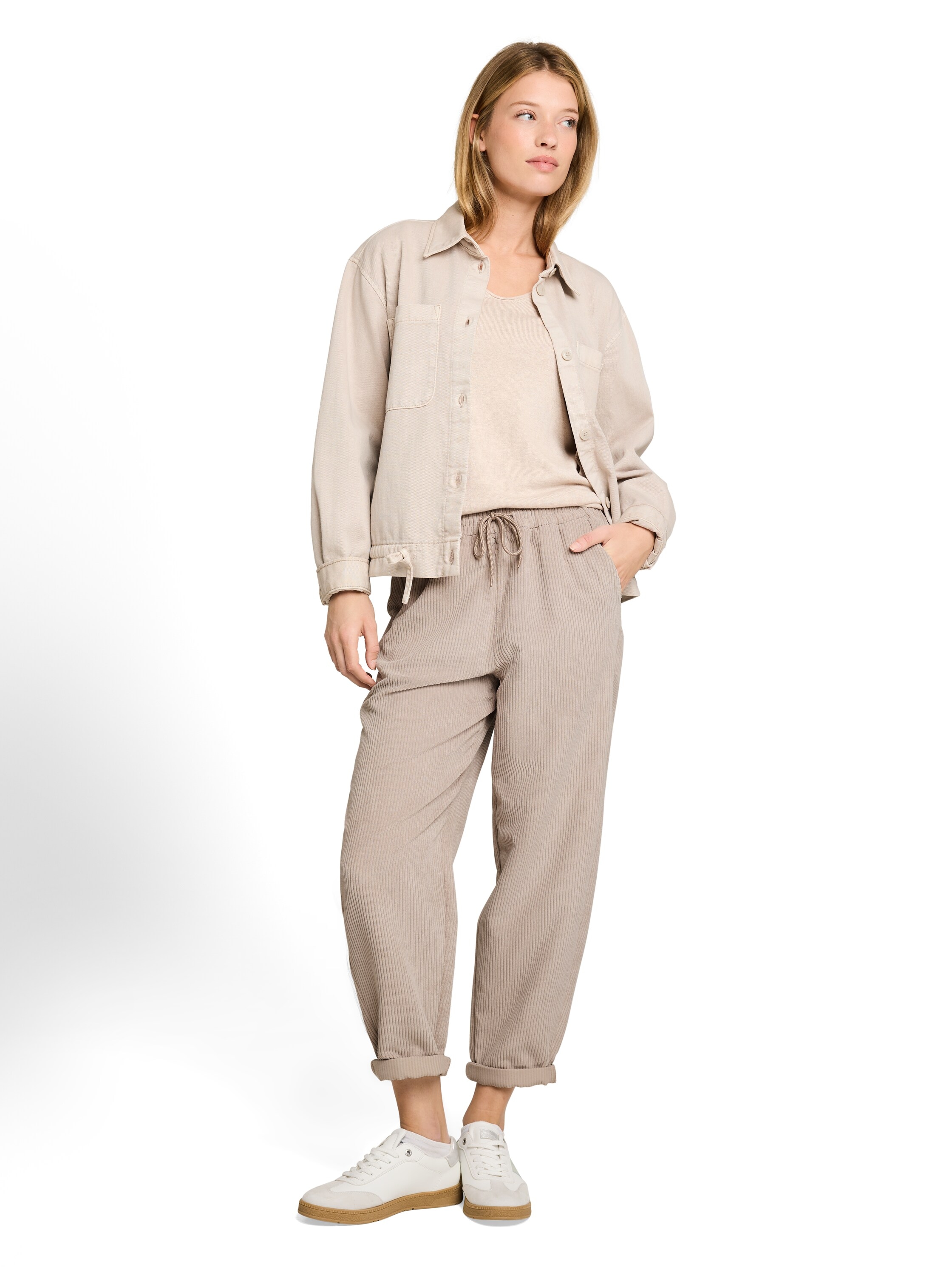 TOM TAILOR Denim Stoffhose  mit feiner Struktur und elastischem Bund