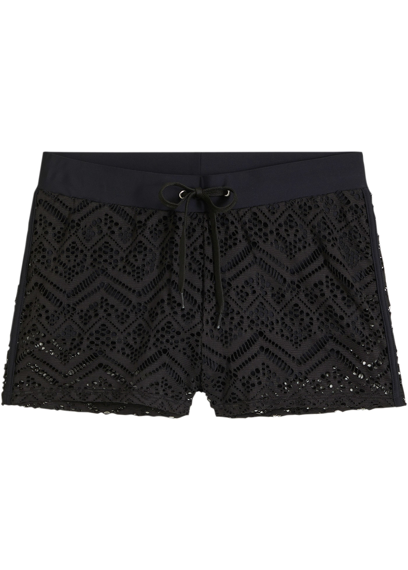 bonprix Badeshorts mit integrierter Bikinihose, mit elastischem Bund, mit Spitze