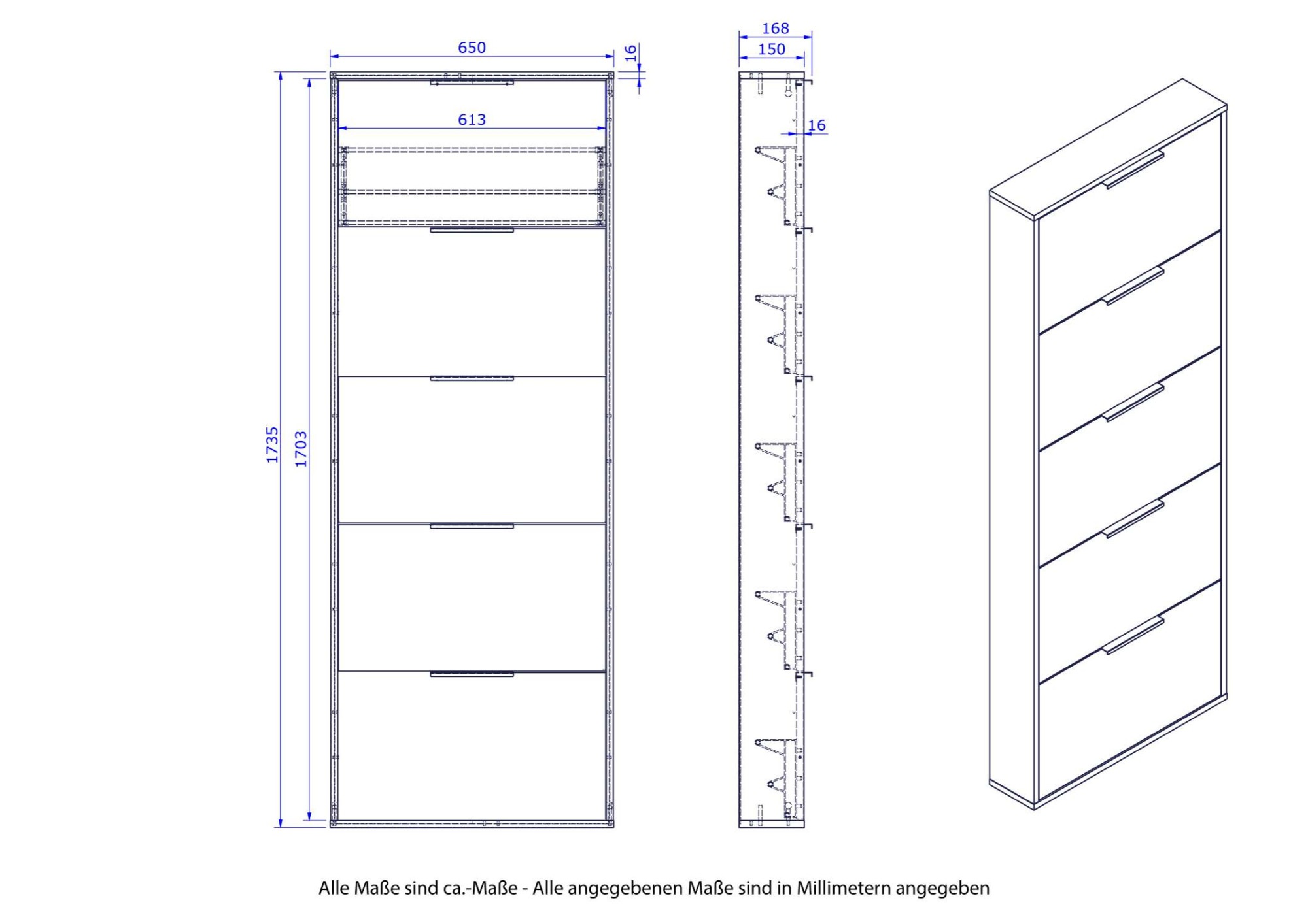 Composad Schuhschrank »Espresso,Schuhschrank, Schuhkipper, mit Klappen«, (1 St.), mit 5 Klappen, schmal