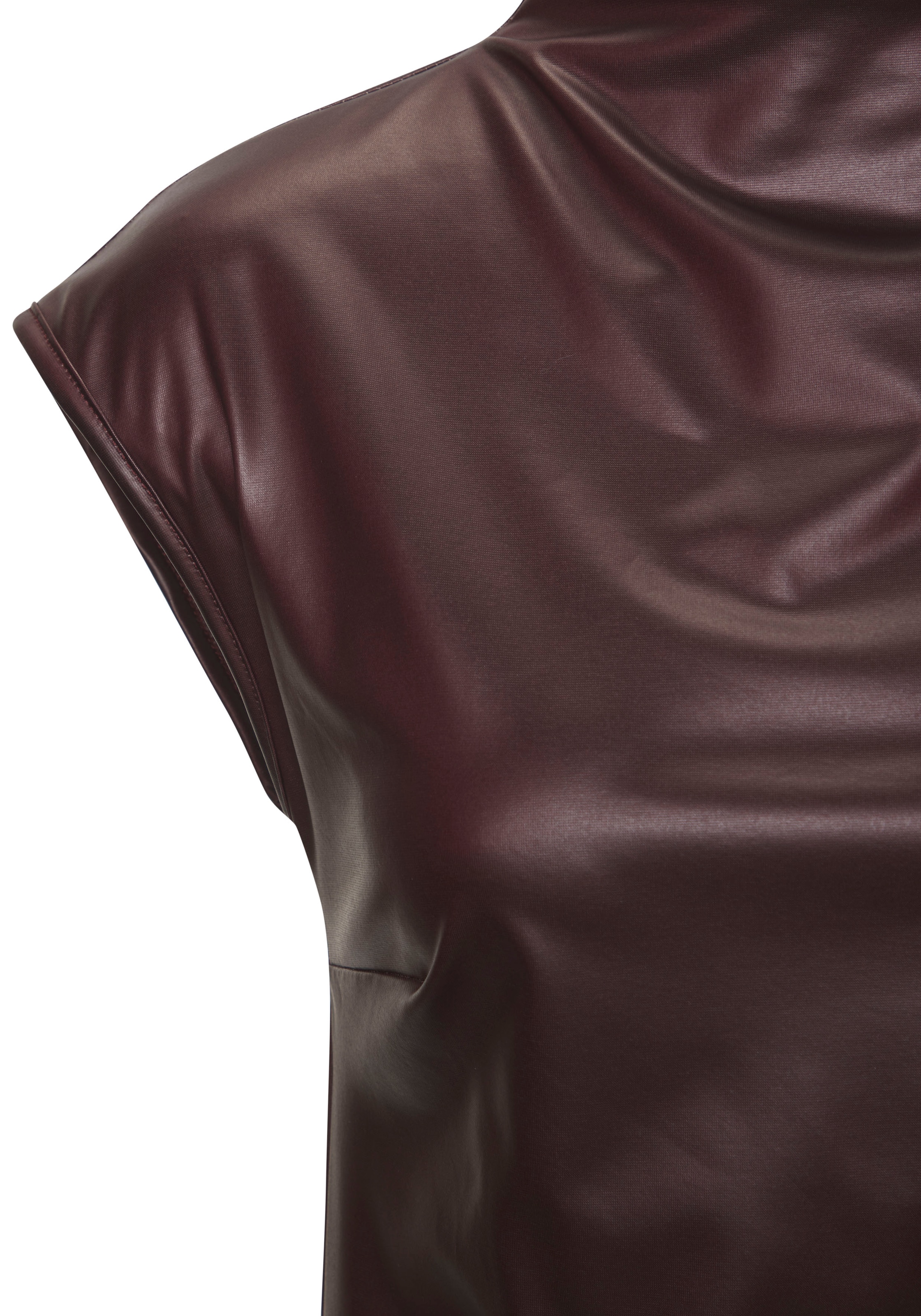LASCANA Rundhalsshirt aus Lederimitat, Partytop