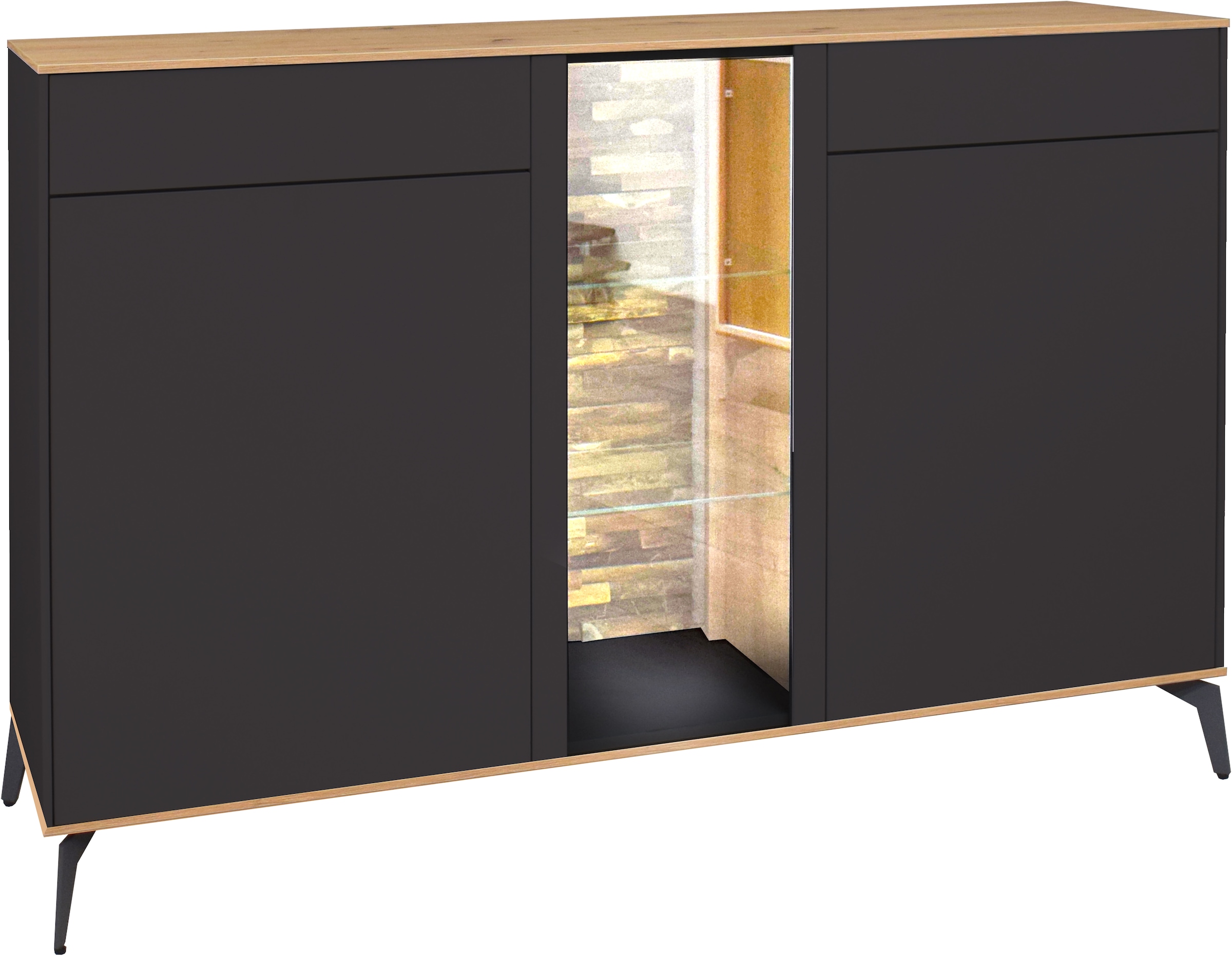 Mäusbacher Kommode Faro Sideboard 159 cm,  inkl. Beleuchtung, Push to open, Metallfüße