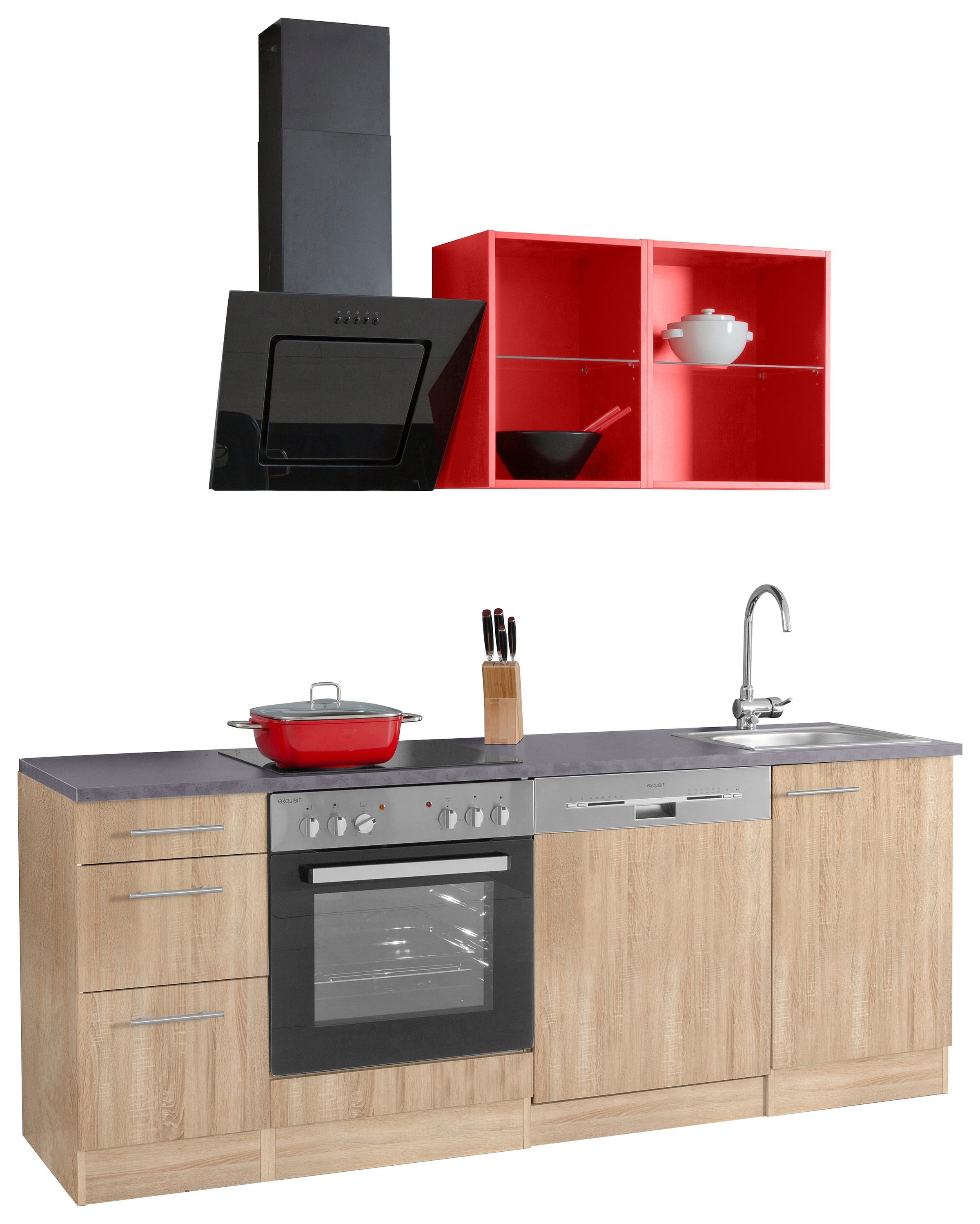 Küchenzeile »Mini«, mit E-Geräten, Breite 210 cm