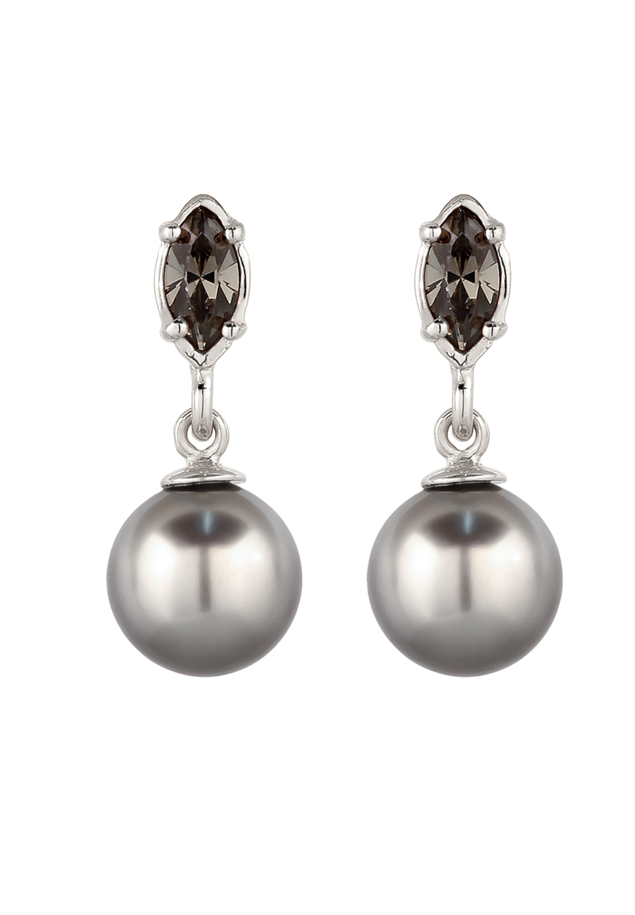 Elli Paar Ohrstecker »Ohrringe Ohrstecker Kristall Schwarz Synthetische Perle Grau 925 Sterling Silber«