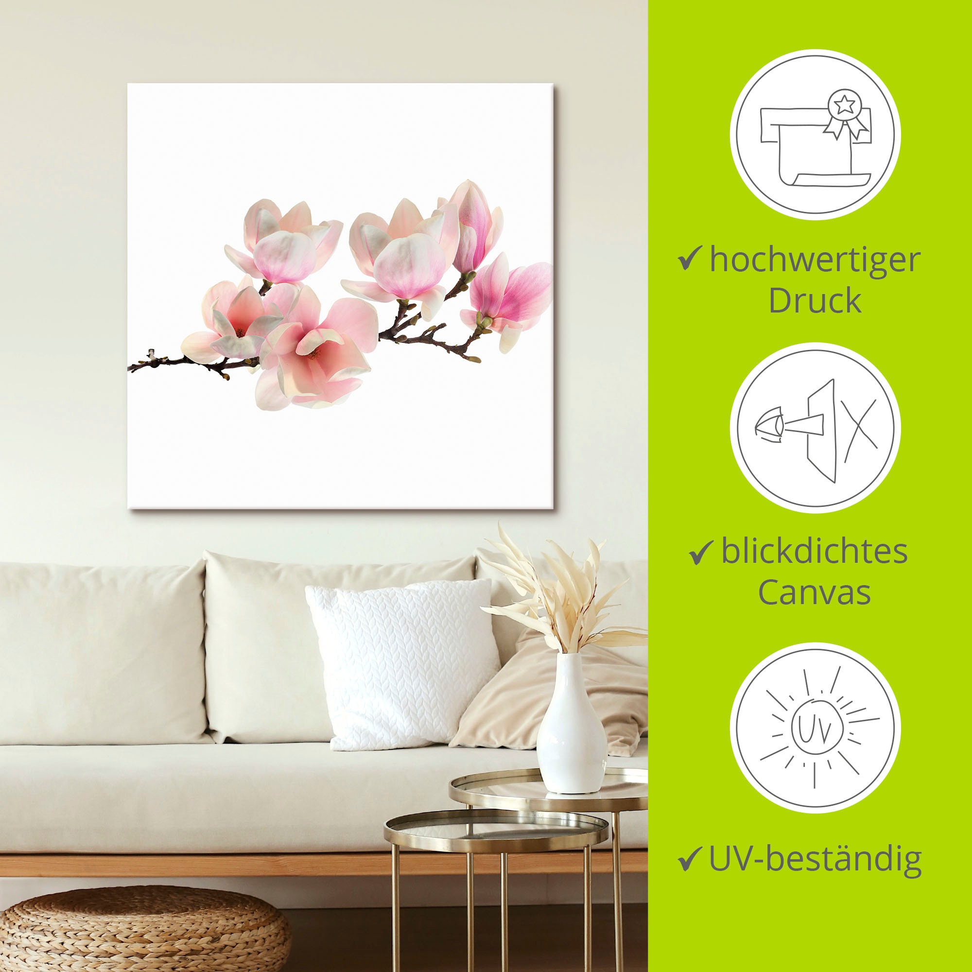 Artland »Magnolie« Blumen 1 Stk. tlg. auf Holzrahmen gespannt