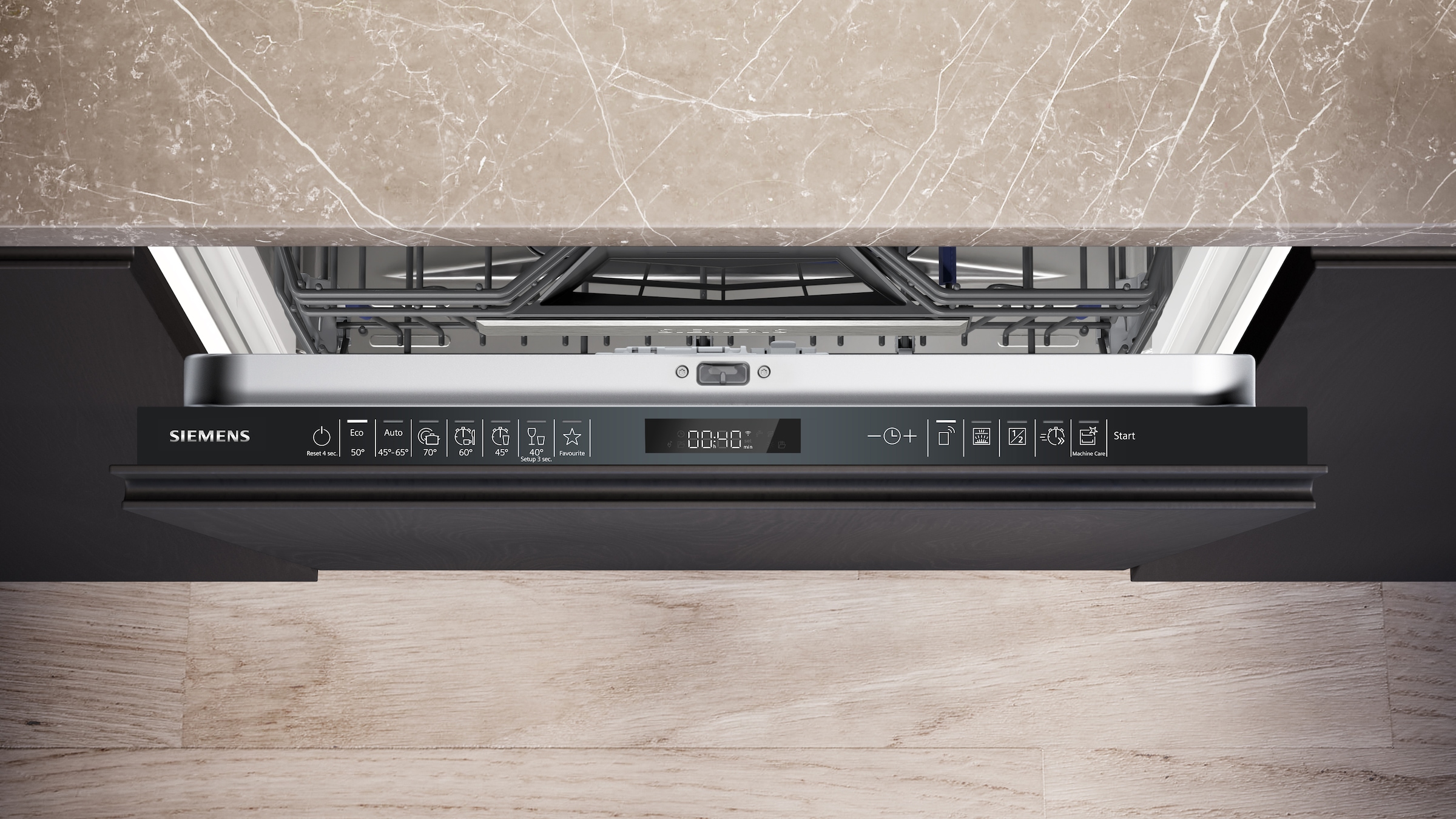 SIEMENS vollintegrierbarer Geschirrspüler iQ500 »SN95EX22CE« 14 tlg. Maßgedecke