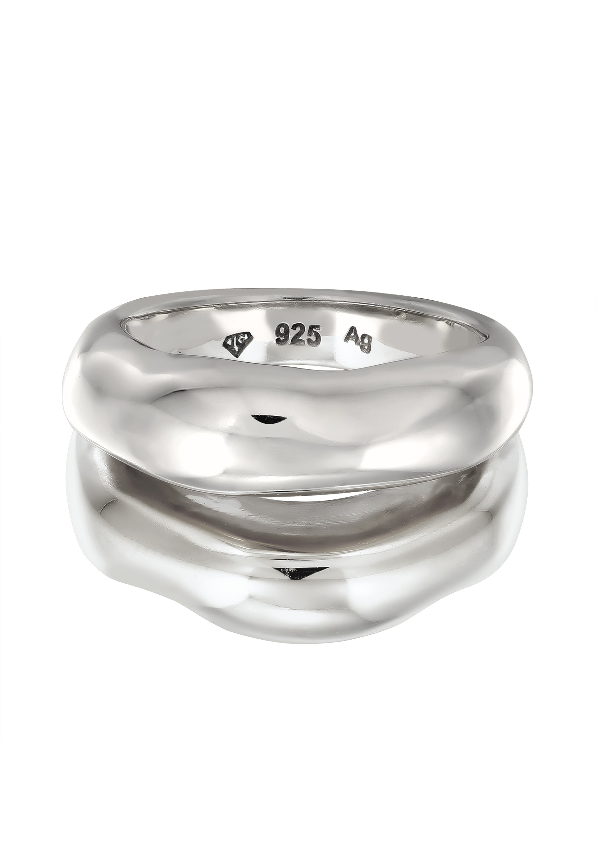 Elli Premium Silberring »Ring Bandring Bicolor Organic Look 925 Sterling Silber vergoldet«