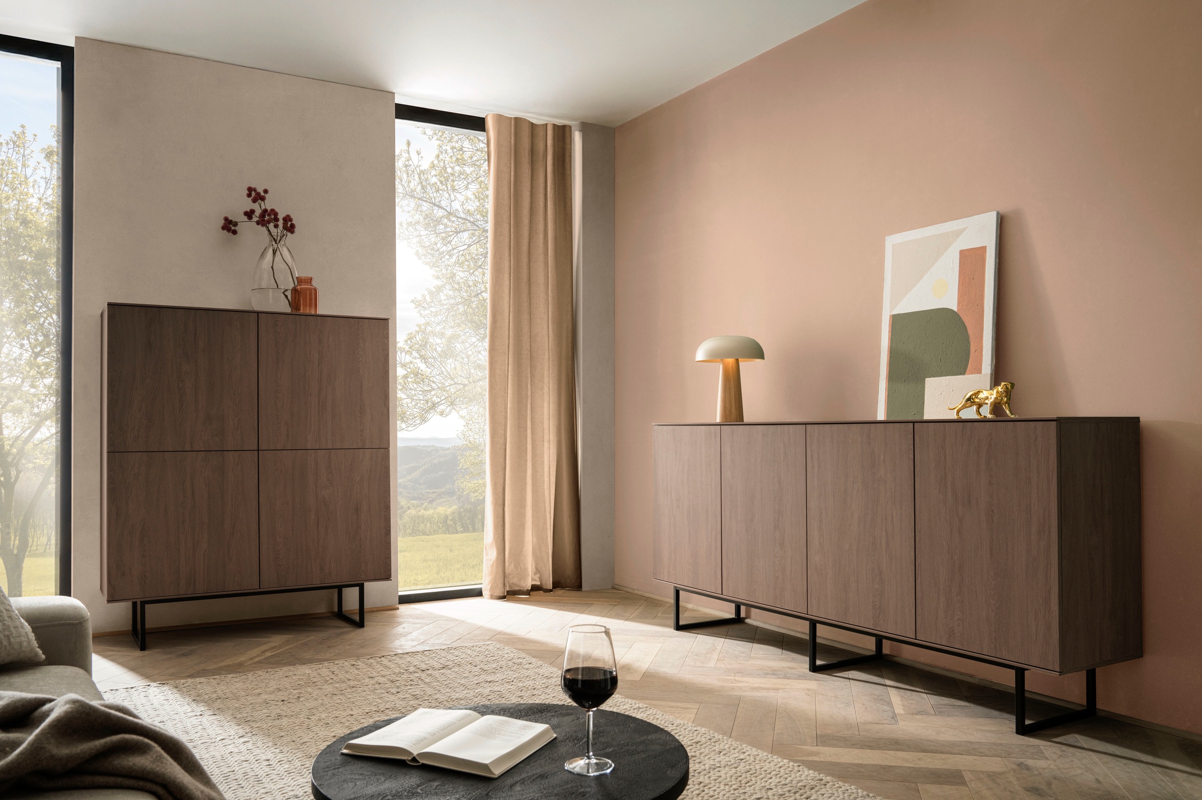 Home affaire Sideboard »Lund, moderner Schrank, Kommode mit Kufengestell« optisch dünner Oberboden, hochwertige Optik, ausreichend Stauraum