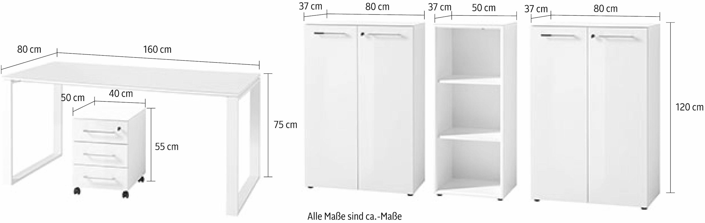 GERMANIA Büromöbel-Set »GW-Monteria«, (Set, 5 tlg.)