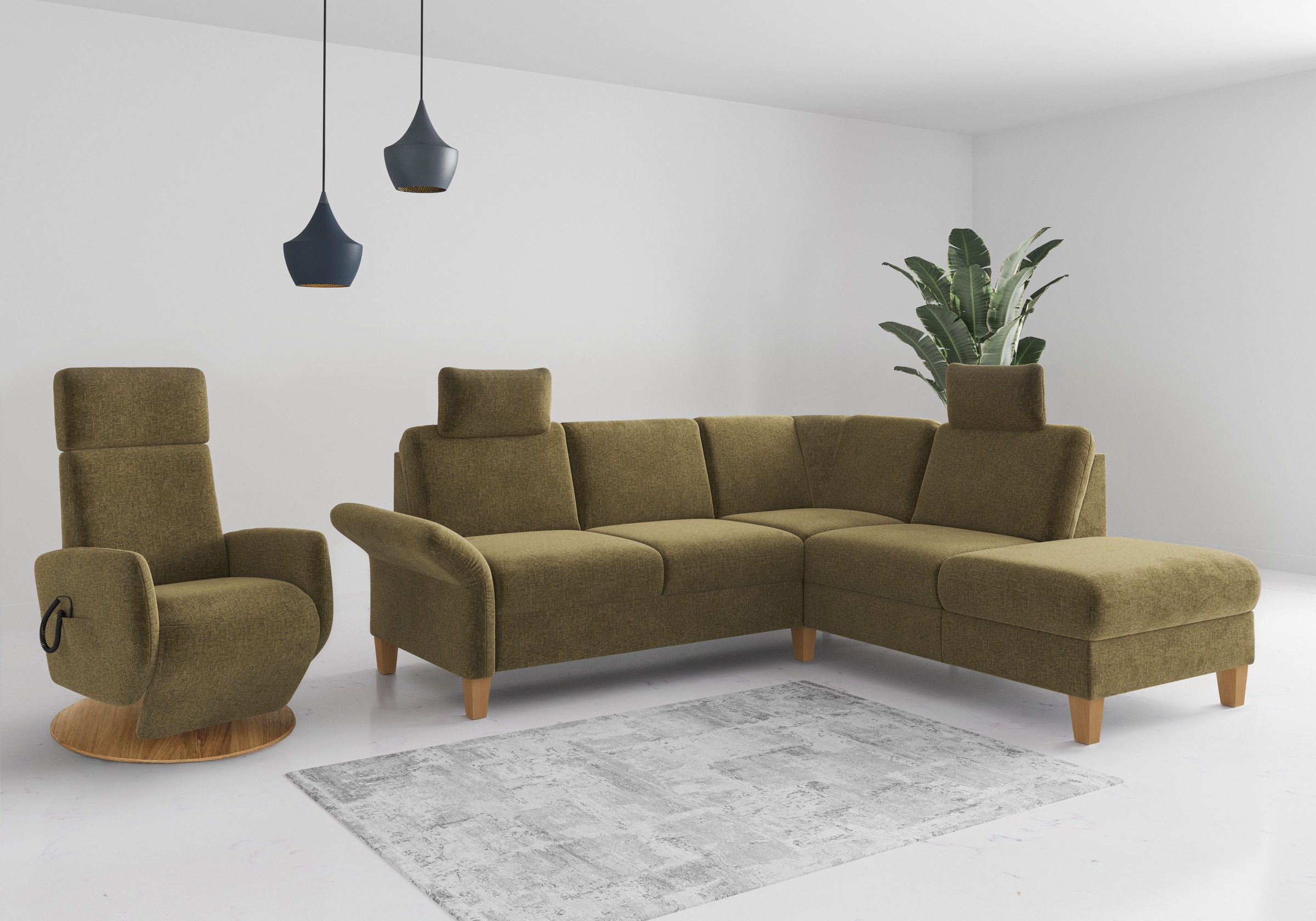 Home affaire Ecksofa »Rochelle«, wahlweise mit Armlverstellung, Klappbett mit Rollen & Bettkasten
