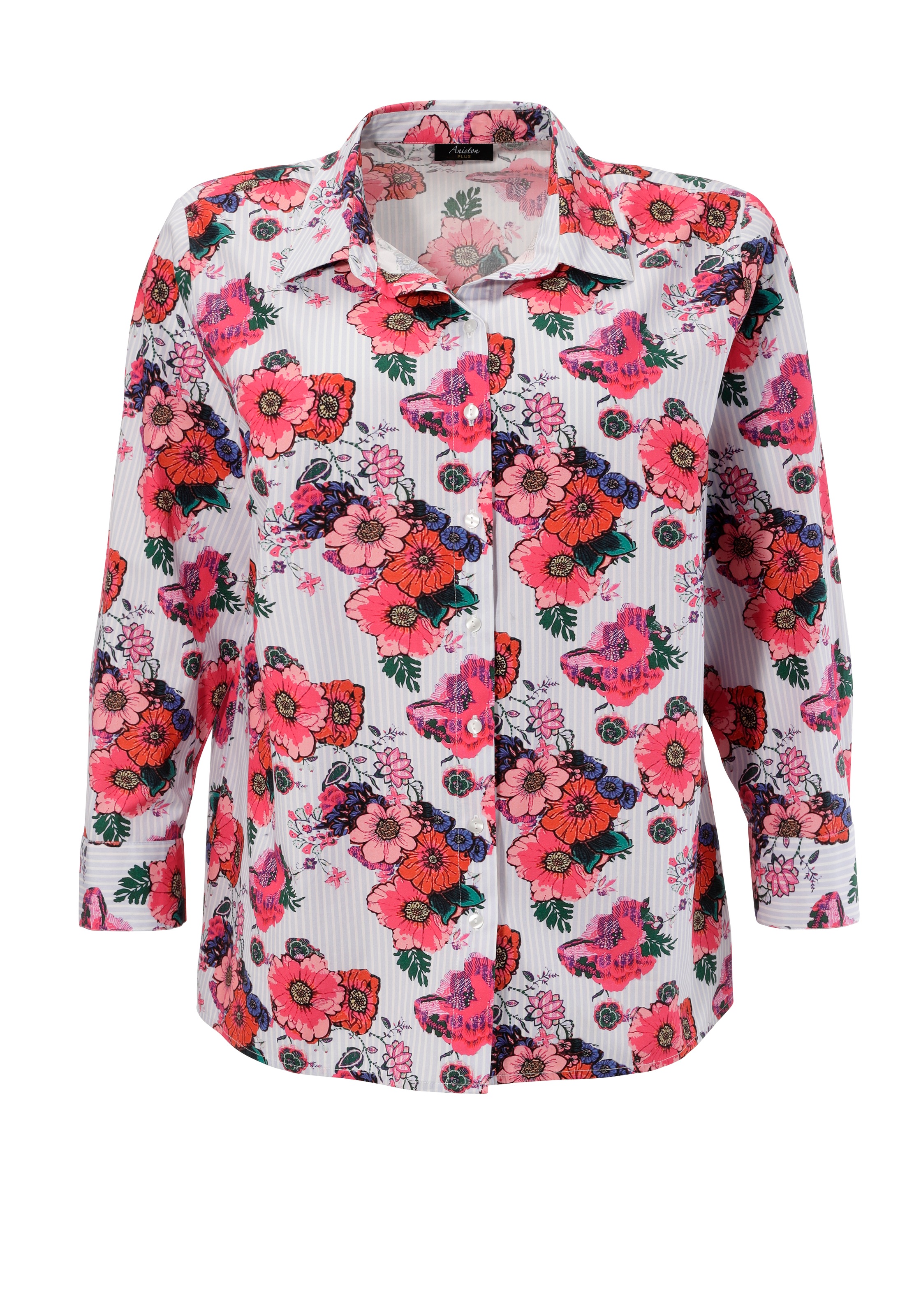 Aniston PLUS Hemdbluse, mit trendigem Blumedruck - NEUE KOLLEKTION
