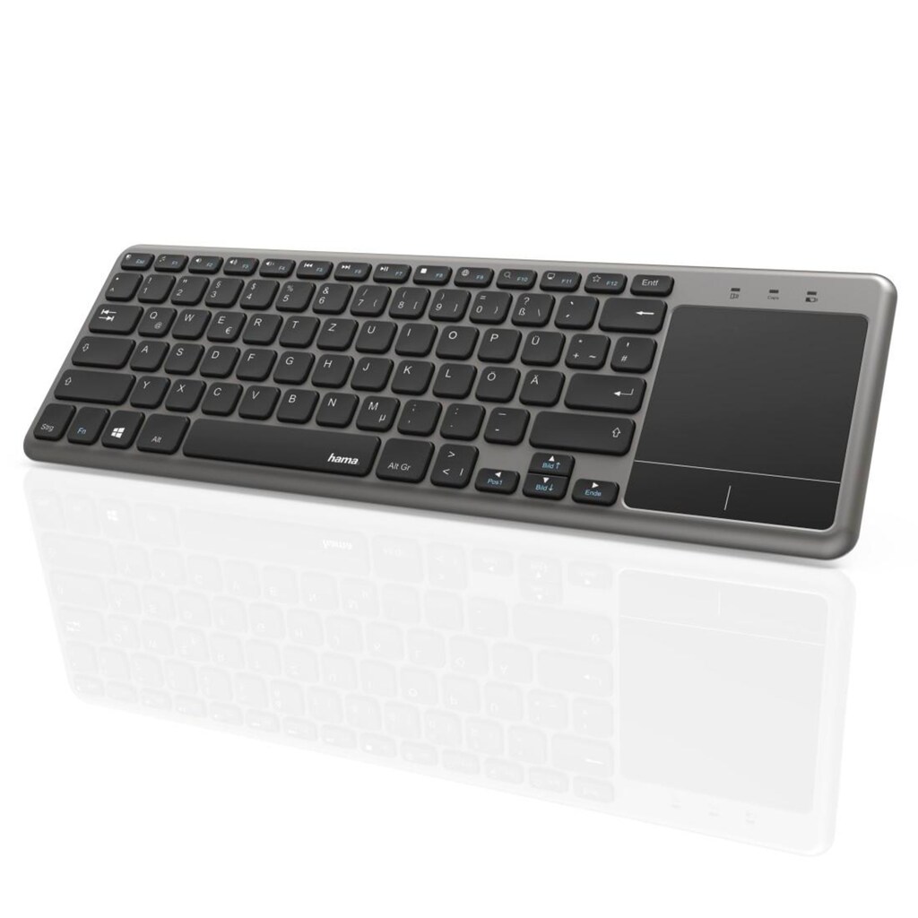 Hama PC-Tastatur »Kabellose Touch-Tastatur KW-600T für Smart TV Tastatur Anthr./Schw.«