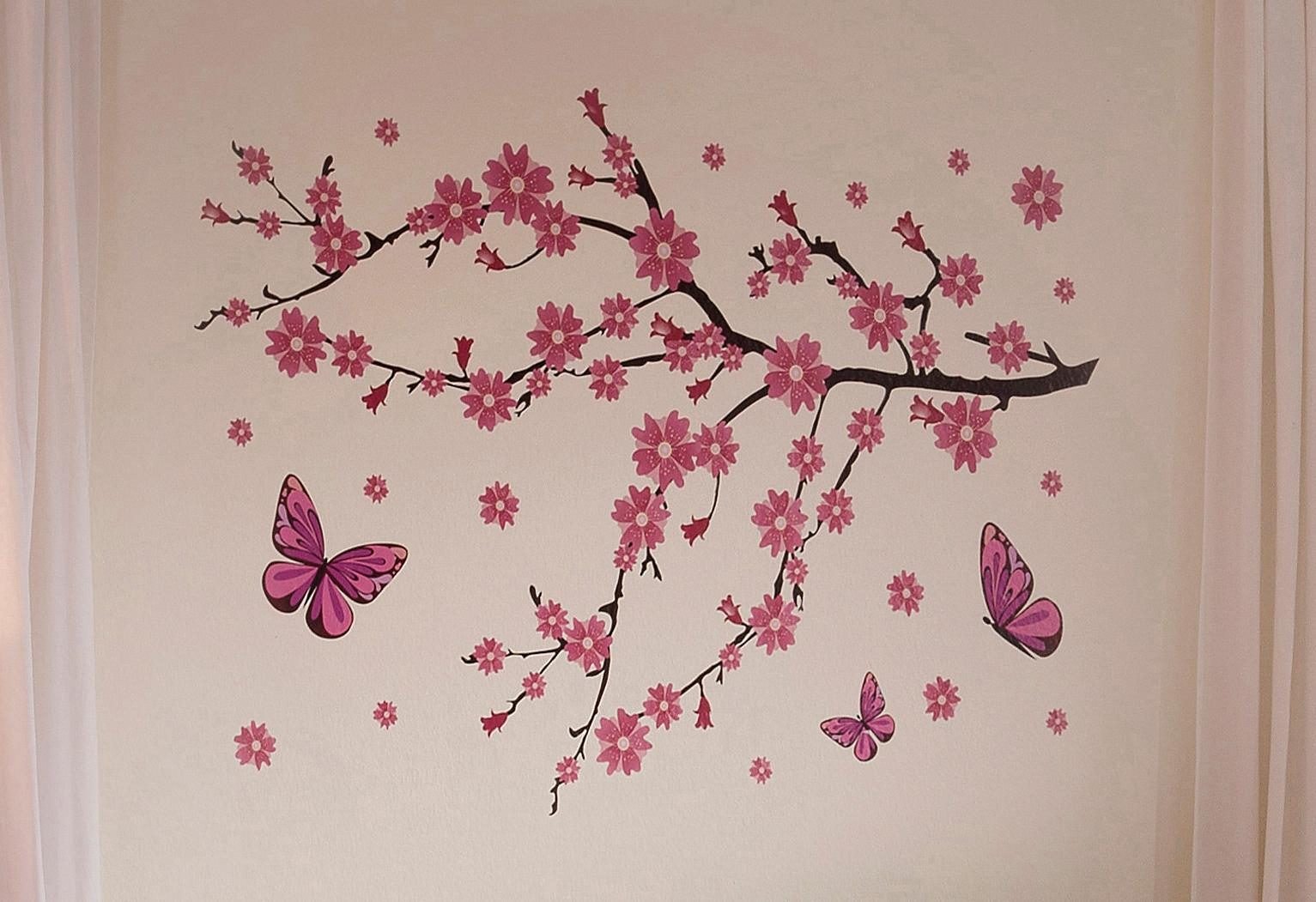 Wall-Art Wandtattoo mit bequem »Kirschblüten bestellen Schmetterlingen«