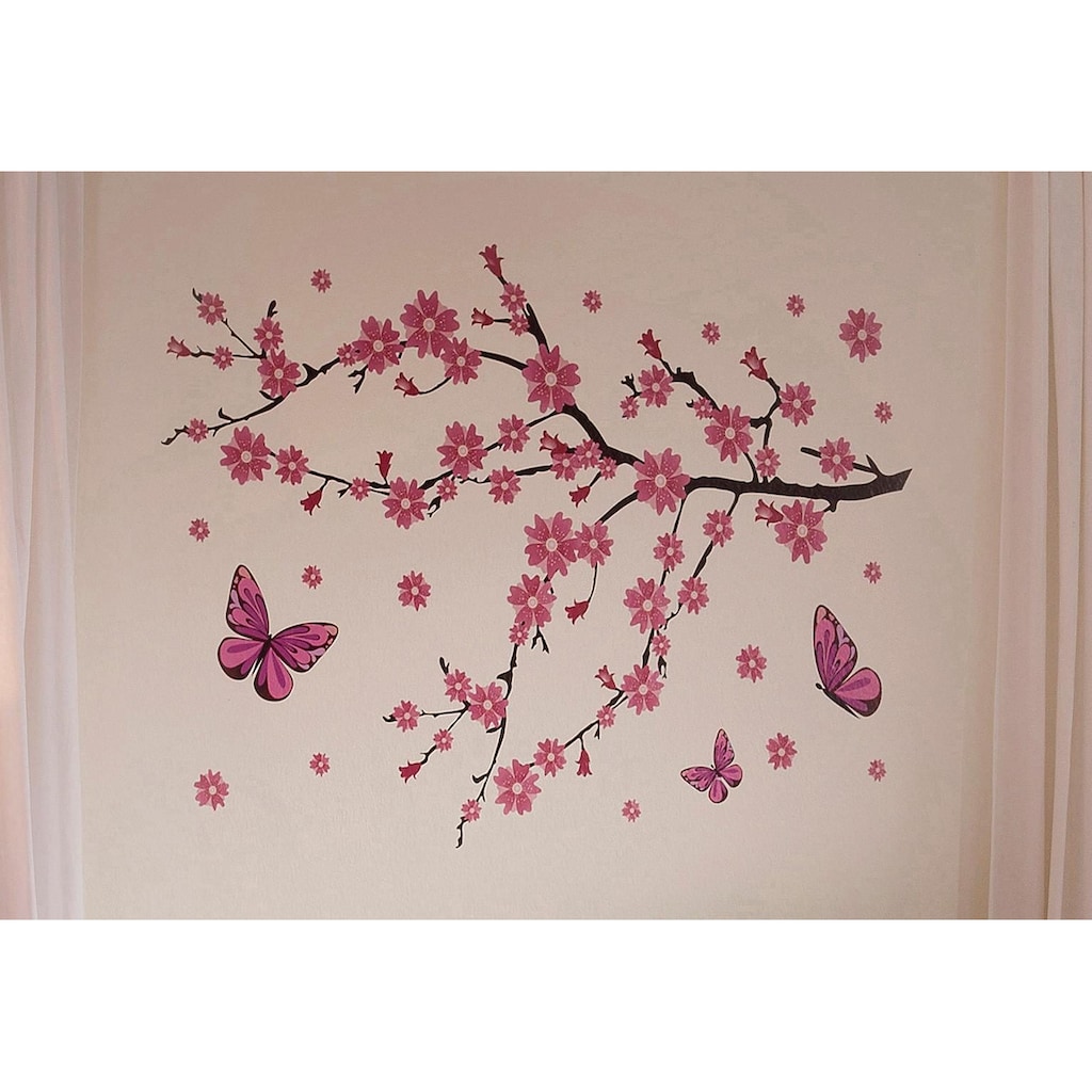 Wall-Art Wandtattoo »Kirschblüten mit Schmetterlingen«