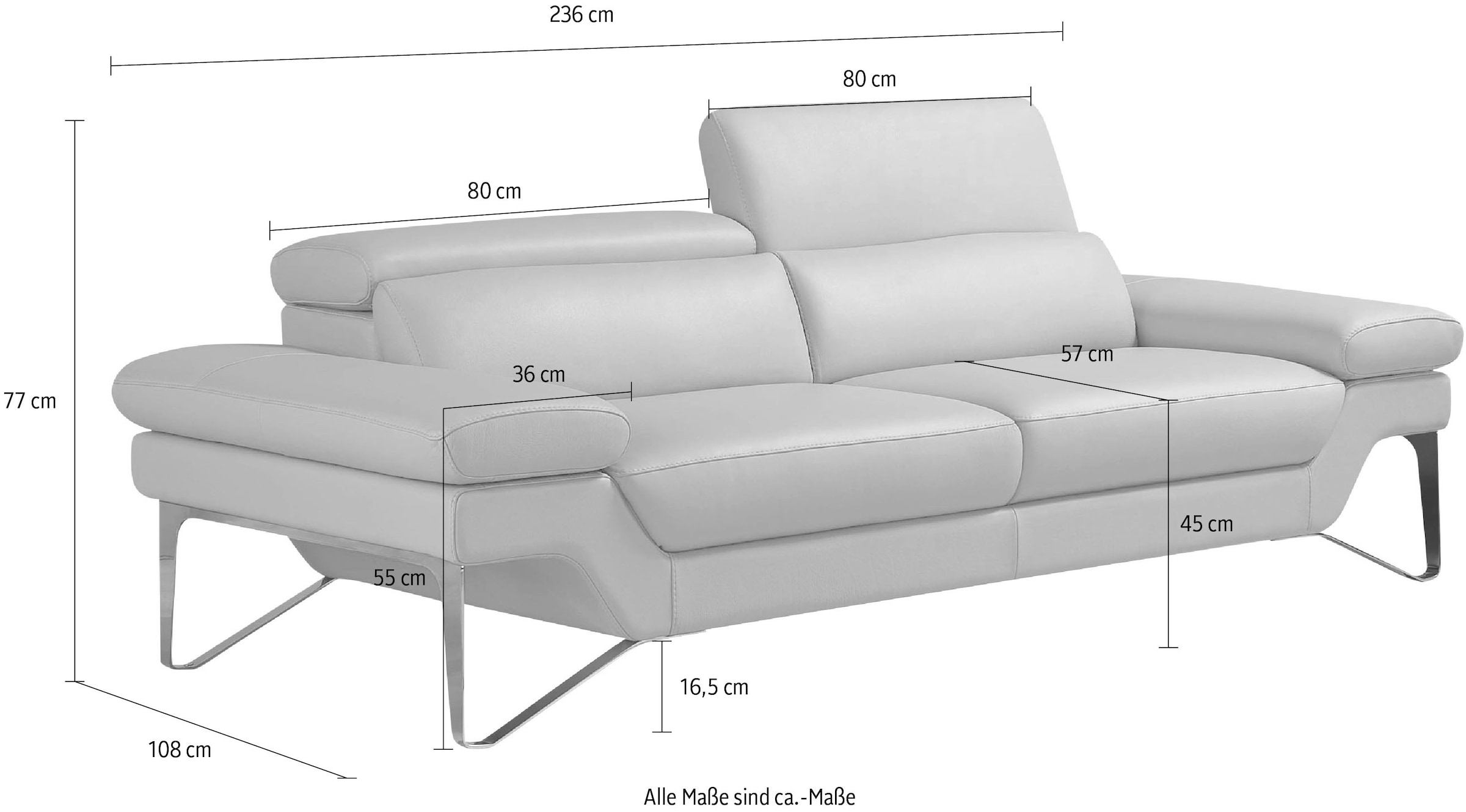 Egoitaliano 2,5-Sitzer »Princess, Designsofa und super bequem, tolle Detailverarbeitung« inkl. verstellbarer Kopfteile