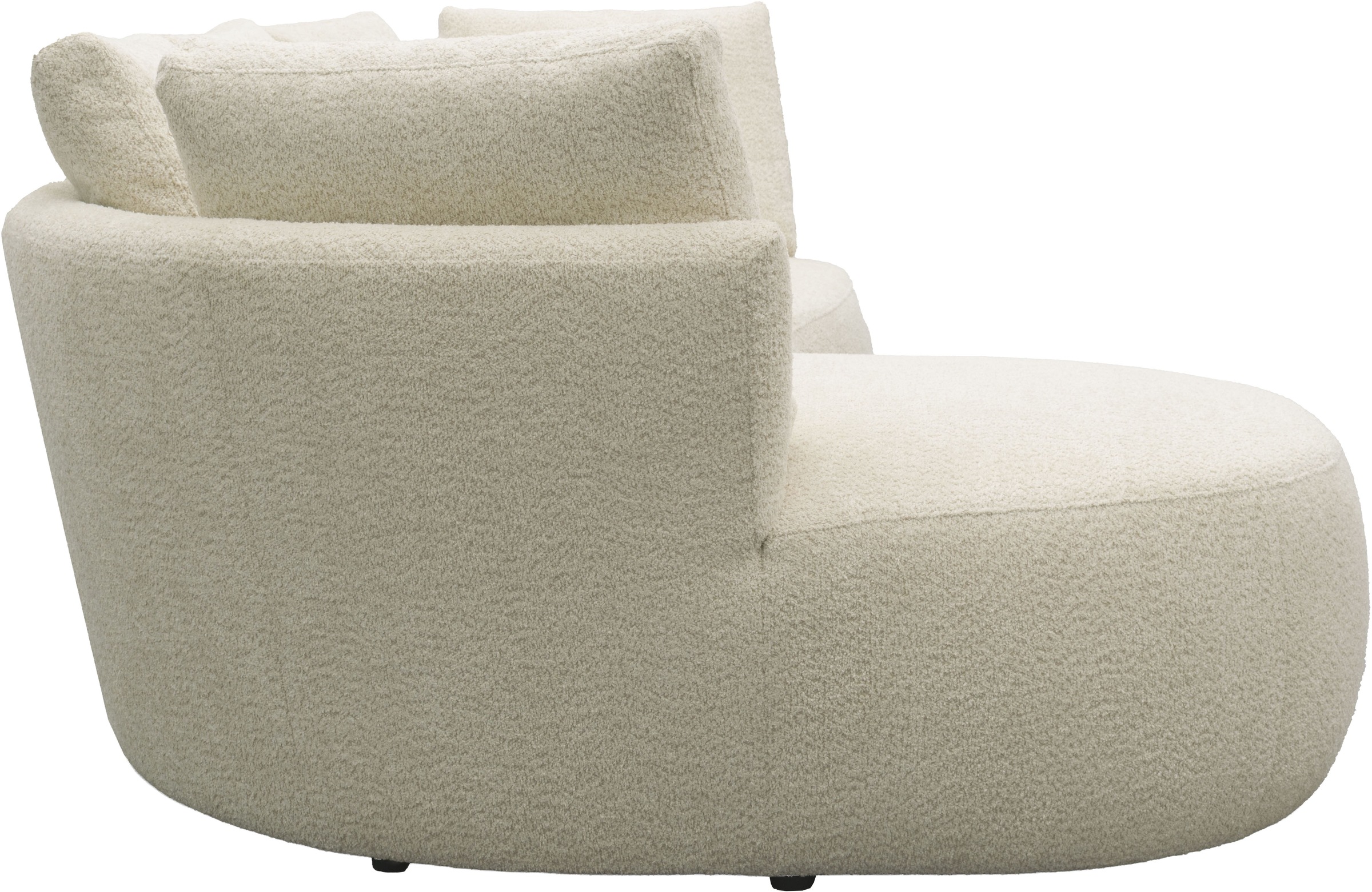 DOMO collection Ecksofa »Lumin, B/T: 267/170 cm, abgerunde Form, charmantes Design, cozy chic« Mit Federkern und 5 Rückenkissen ausgestattet