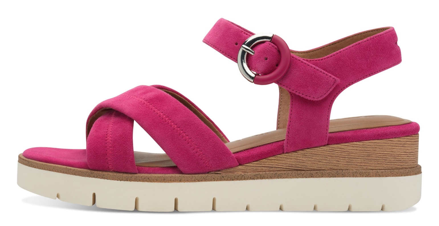 Tamaris Keilsandalette  , Riemchensandale, Sommerschuh mit dezenten Ziernähten