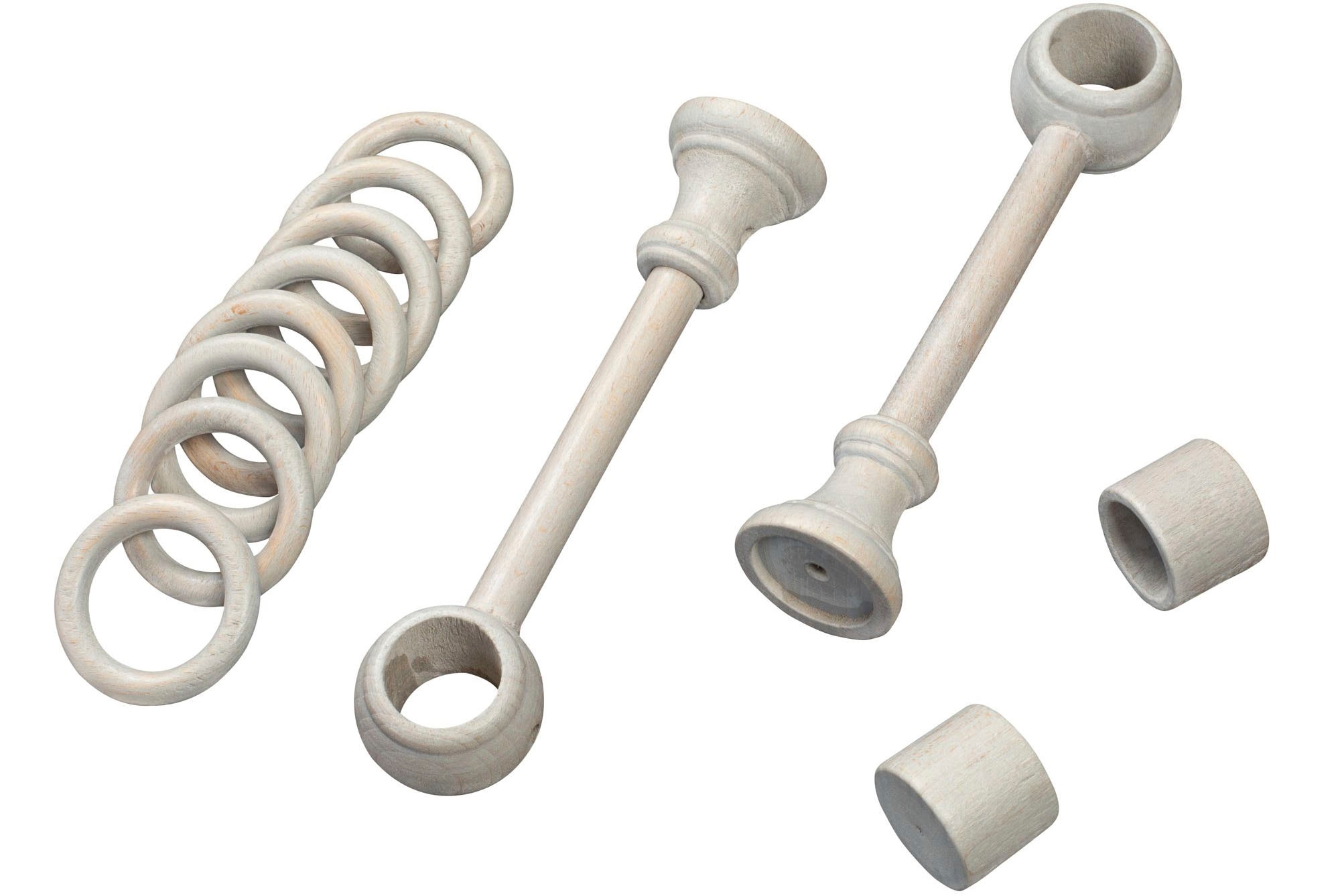 SN DECO GROUP Gardinenstange »Cafiro« 1 läufig-läufig Fixmaß 28 mm, Holz, verschiedene Längen und Farben, Komplettset