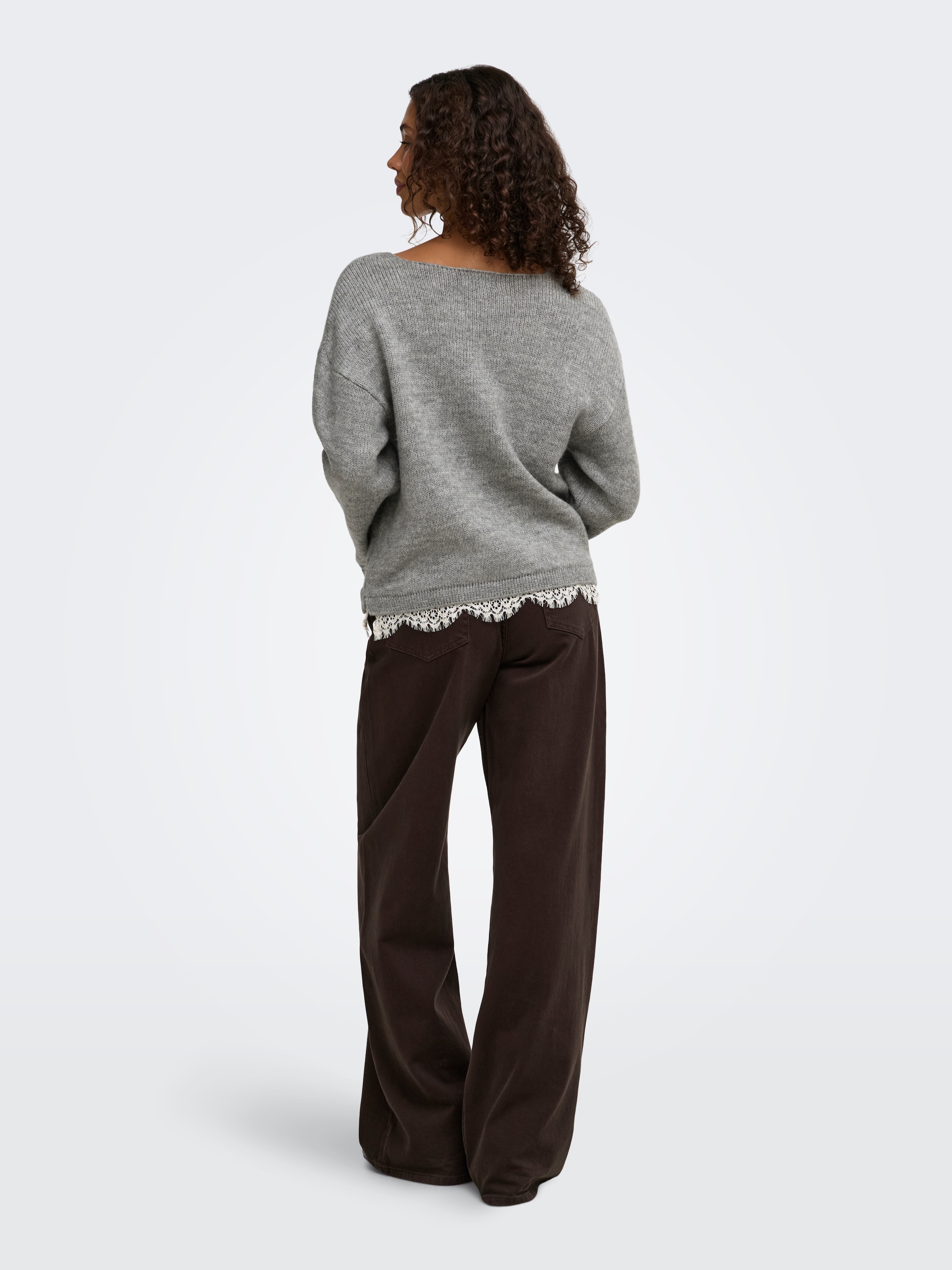 JDY Strickpullover »JDYSTEPHANIE L/S V-NECK LACE PULL KNT« Materialmix