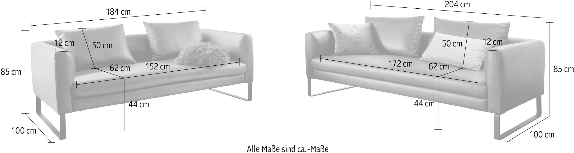 3C Candy Sofa »Avola bequem und elegantes Leder-Sofaset, tolle Verarbeitungsdetails«, Garnitur: Sofaset bestehend aus 2,5-Sitzer und 3-Sitzer
