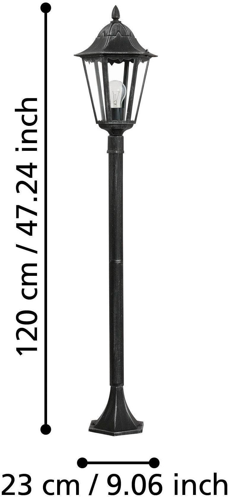 EGLO Stehlampe »Navedo Außen-Stehlmape, Außenlampe, Aluguss und Glas, E27, IP44, Lampe« E27 1 Stk. Stehleuchte - H120 x Ø23 cm - schwarz, silber-patina - 1X60W exkl.