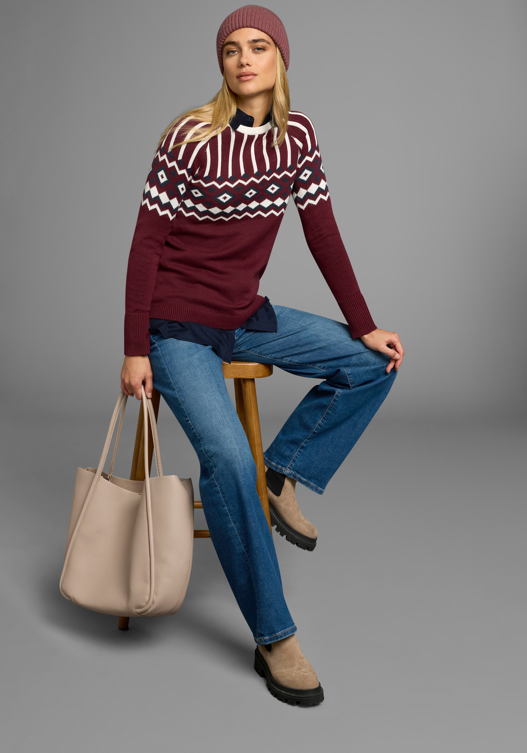 AJC Jacquardpullover, mit Norwegermuster in verschiedenen Farbvarianten