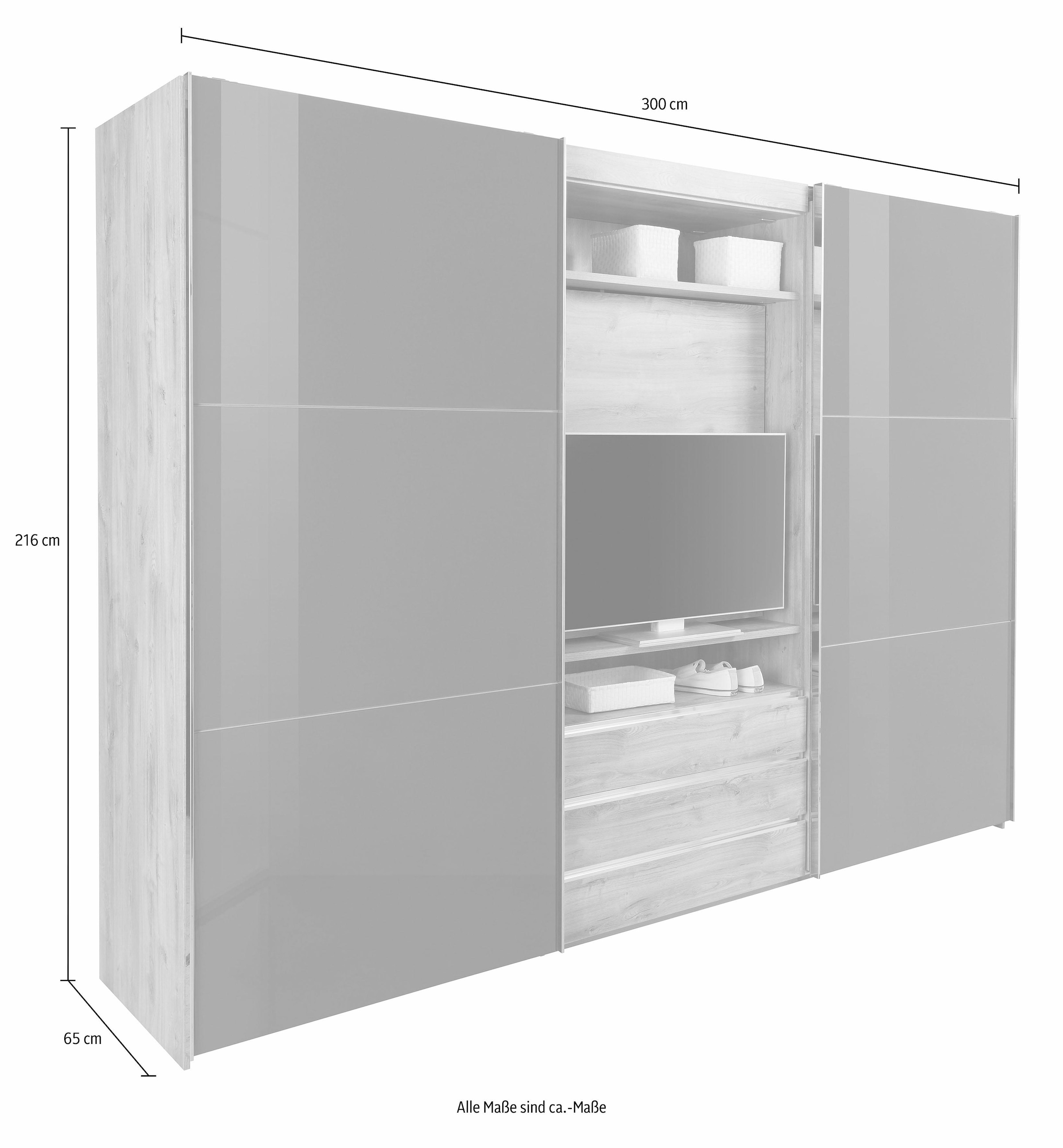 Wimex Schwebetürenschrank »Magic by fresh to go«, tolles EXTRA: mit drehbarem TV-Element, Fronten aus Glas