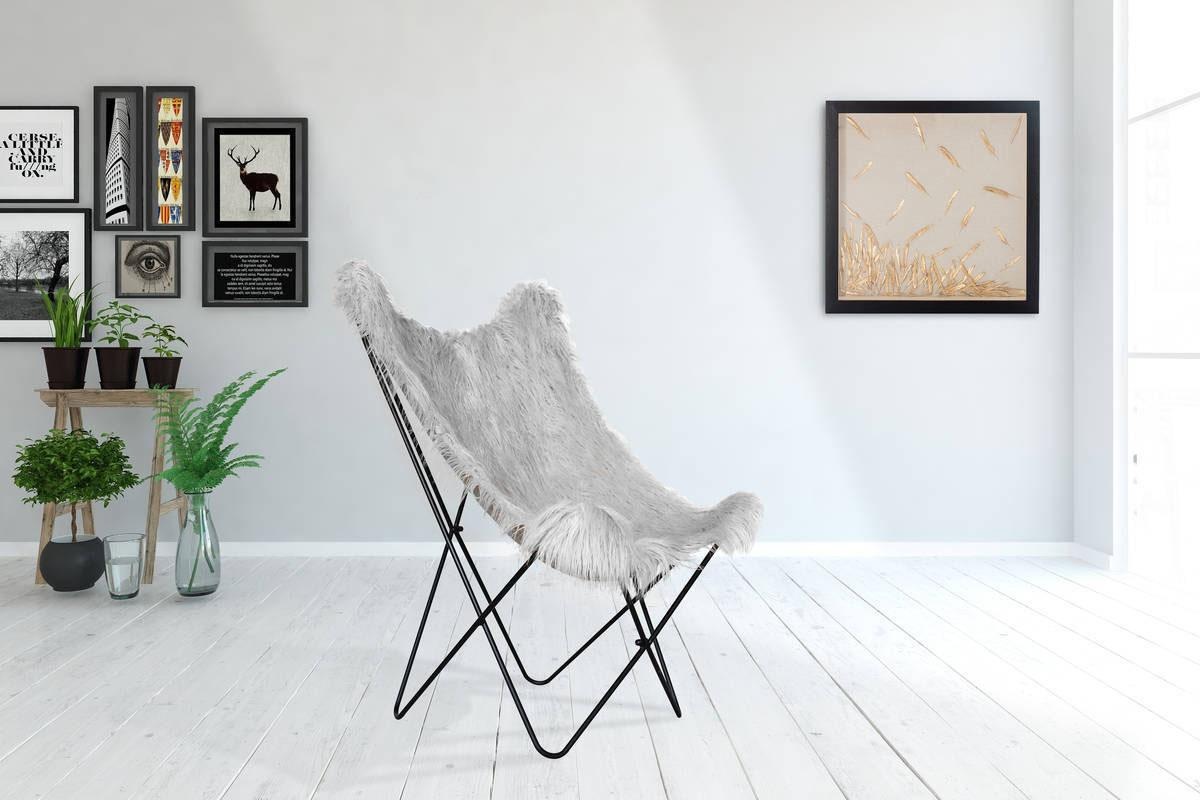 Kayoom Stuhl »Schmetterling-Stuhl Lynn 110, weicher Bezug aus Kunstfell«, 1 St., teilweise handgefertigt, für ungezwungenes Sitzen