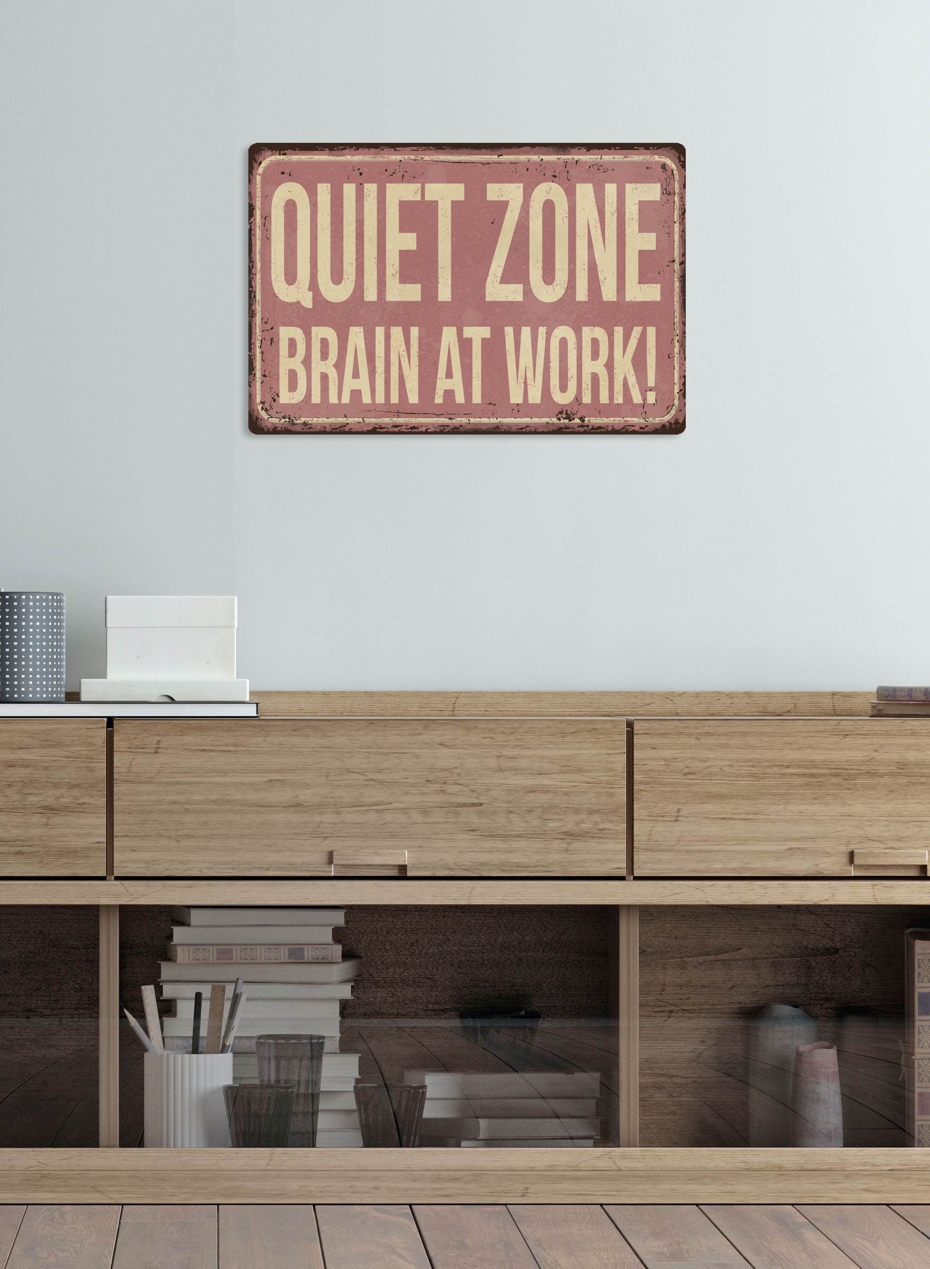 queence Metallbild »QUIET ZONE«, Schriftzüge-Schriftzug-Sprüche-Sprüche & Texte, (1 St.), Stahlschild, Blechschild, Sprüche, Texte, witzig
