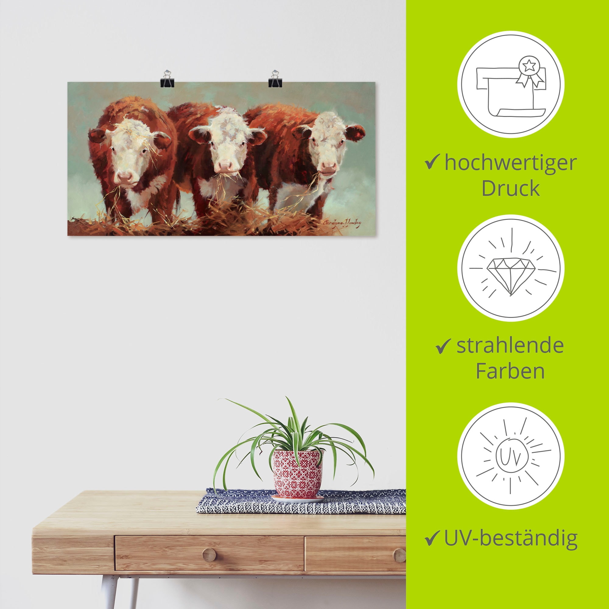 Artland Poster »Drei von einer Art«, Haustiere, (1 St.), als Alubild, Leinwandbild, Wandaufkleber oder Poster in versch. Größen