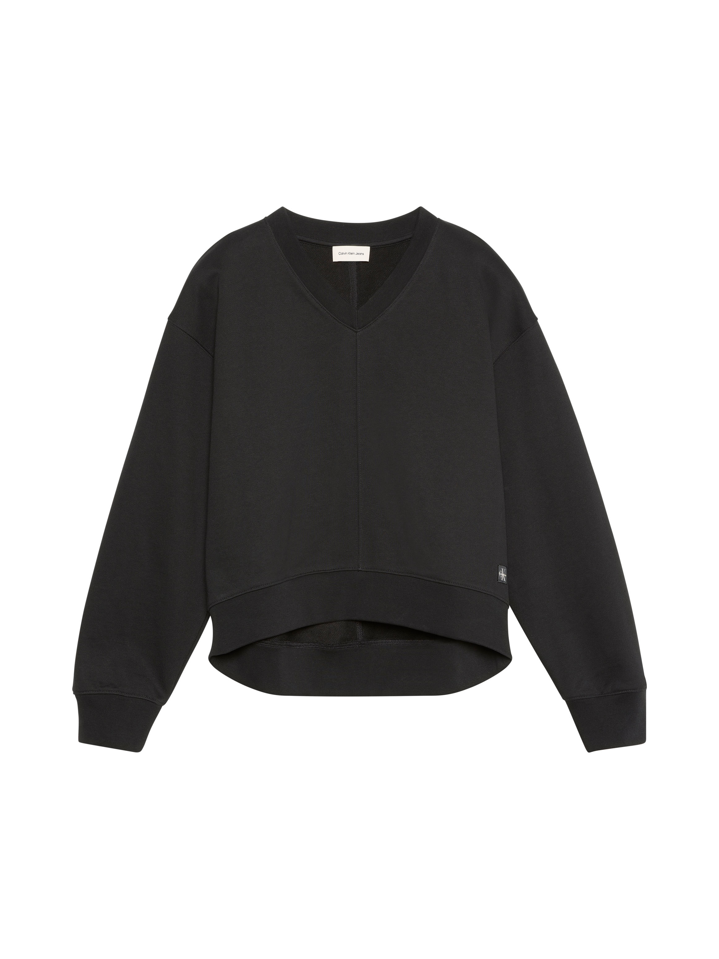 Calvin Klein Jeans Sweatshirt »LS TERRY WOVEN LABEL VNK SWEATSH«, Regular fit mit V-Ausschnitt

