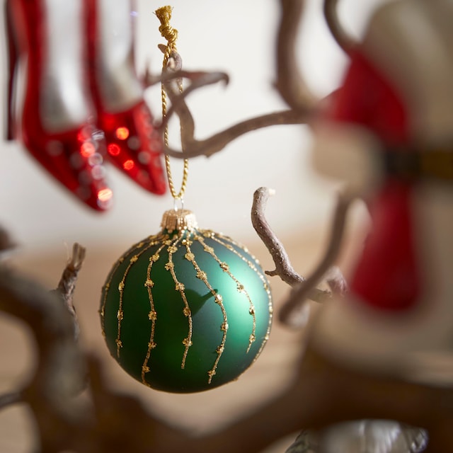 Guido Maria Kretschmer Home&Living Weihnachtsbaumkugel »Jorah,  Weihnachtsdeko, Christbaumschmuck«, (Set, 6 St.), Christbaumkugeln aus Glas,  mundgeblasen und handbemalt