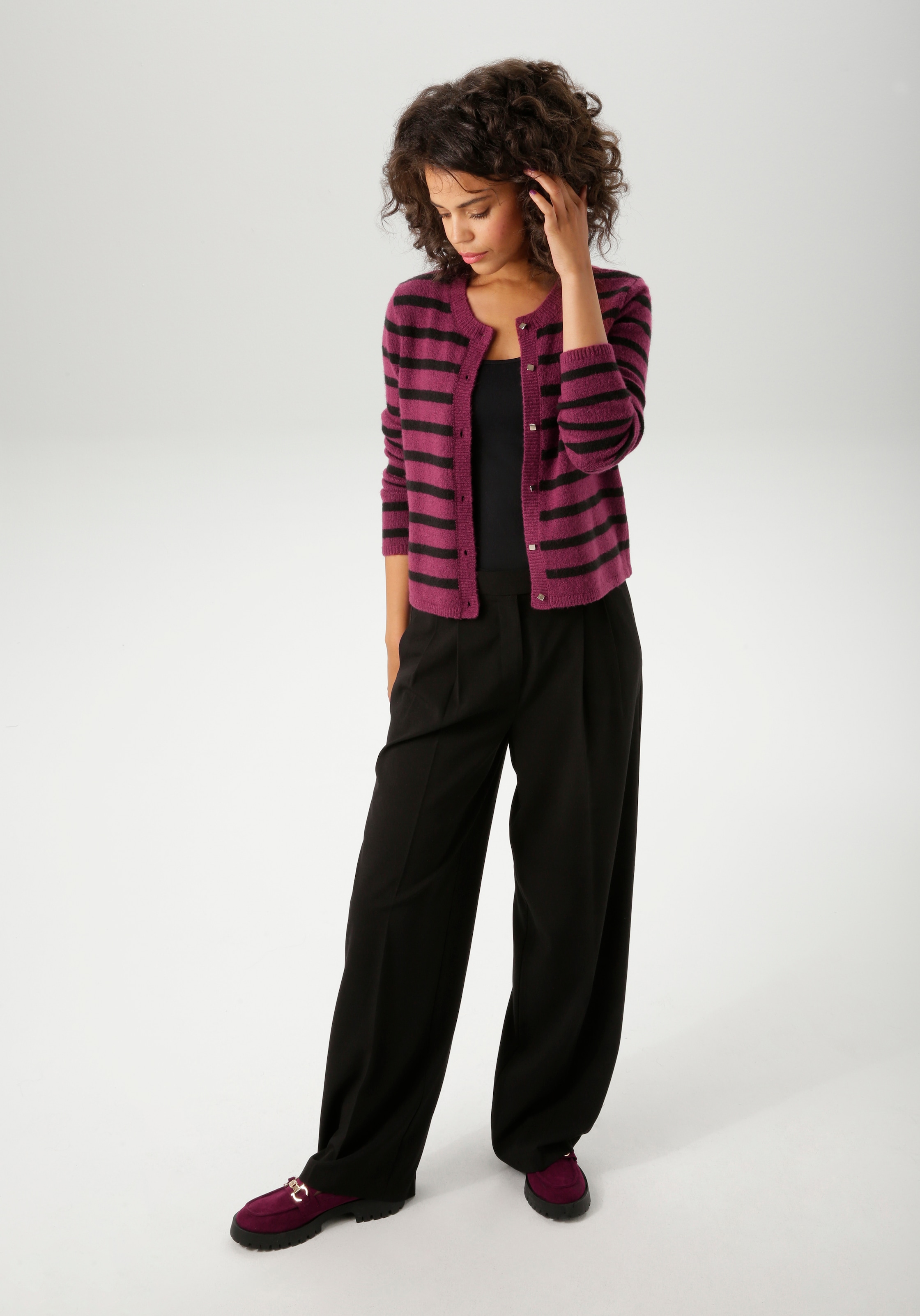 Aniston CASUAL Strickjacke im Streifen-Dessin