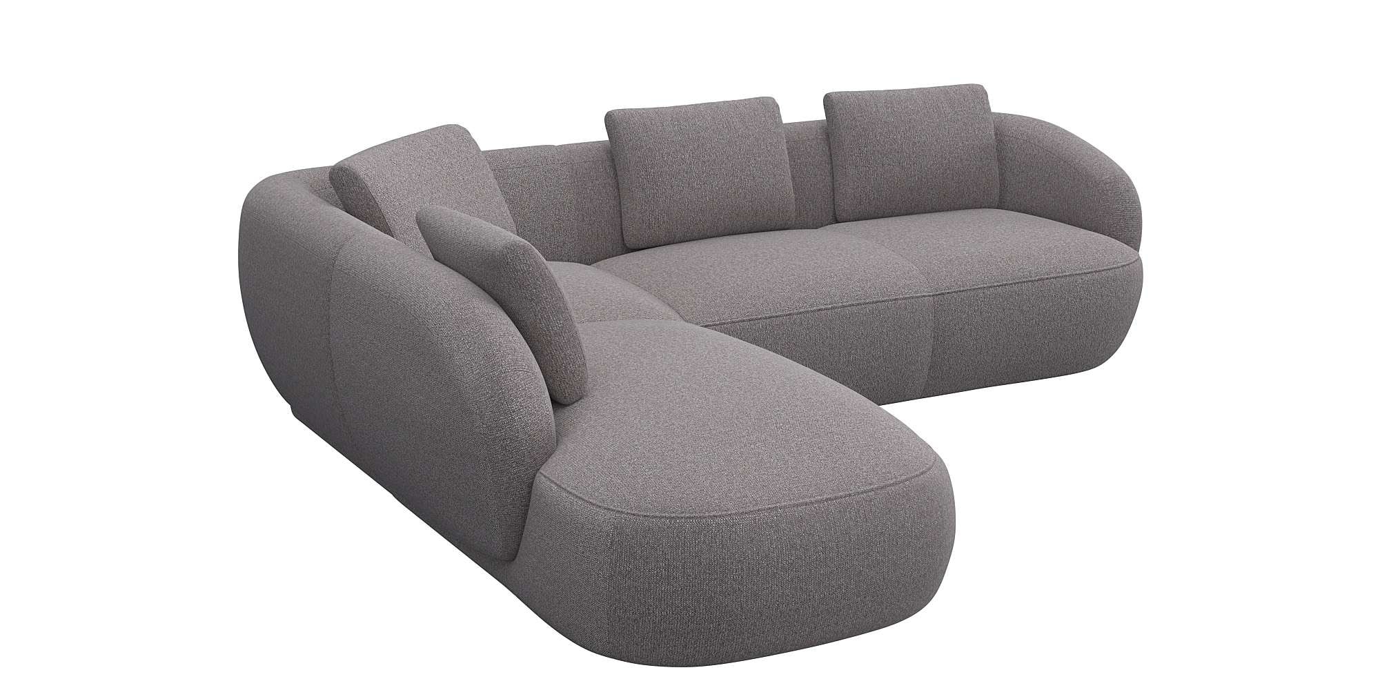 FLEXLUX Ecksofa »Torino, rund, L-Form, Sofa-Ecke mit Ottomane«, Modernes, organisches Sofa-Design, Kaltschaum, Wellenunterfederung