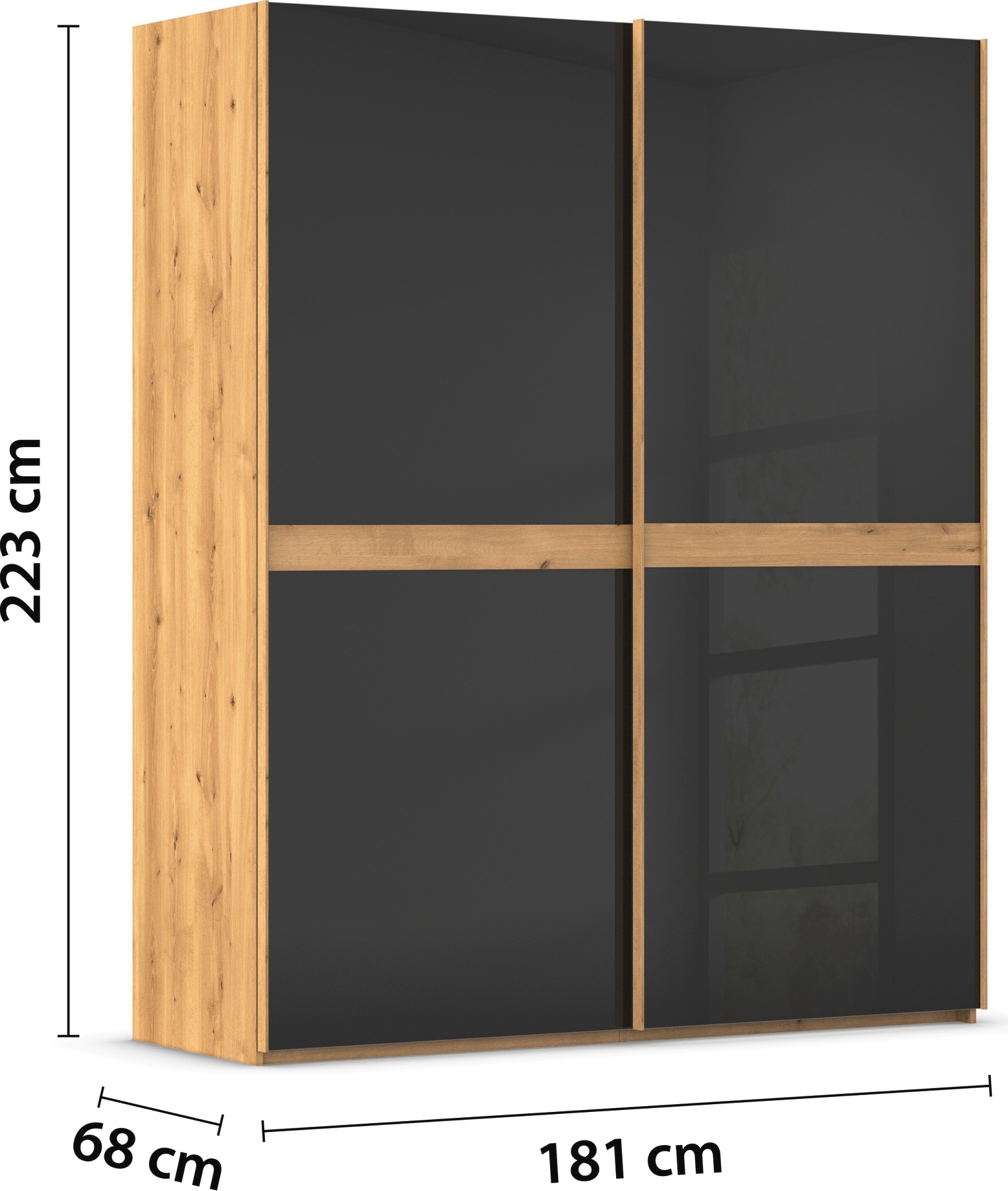 rauch Schwebetürenschrank »Kleiderschrank Schrank Garderobe Schlafzimmerschrank SCALE-LINE«, edle Optik mit Bauchbinde in Korpusfarbe mit Glasfront MADE IN GERMANY