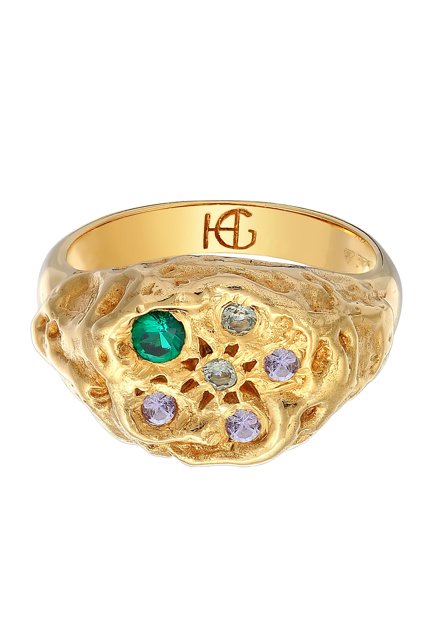 HAZE & GLORY Silberring »Ring Aquamarin Siegel - Clementine 375 Gelbgold«