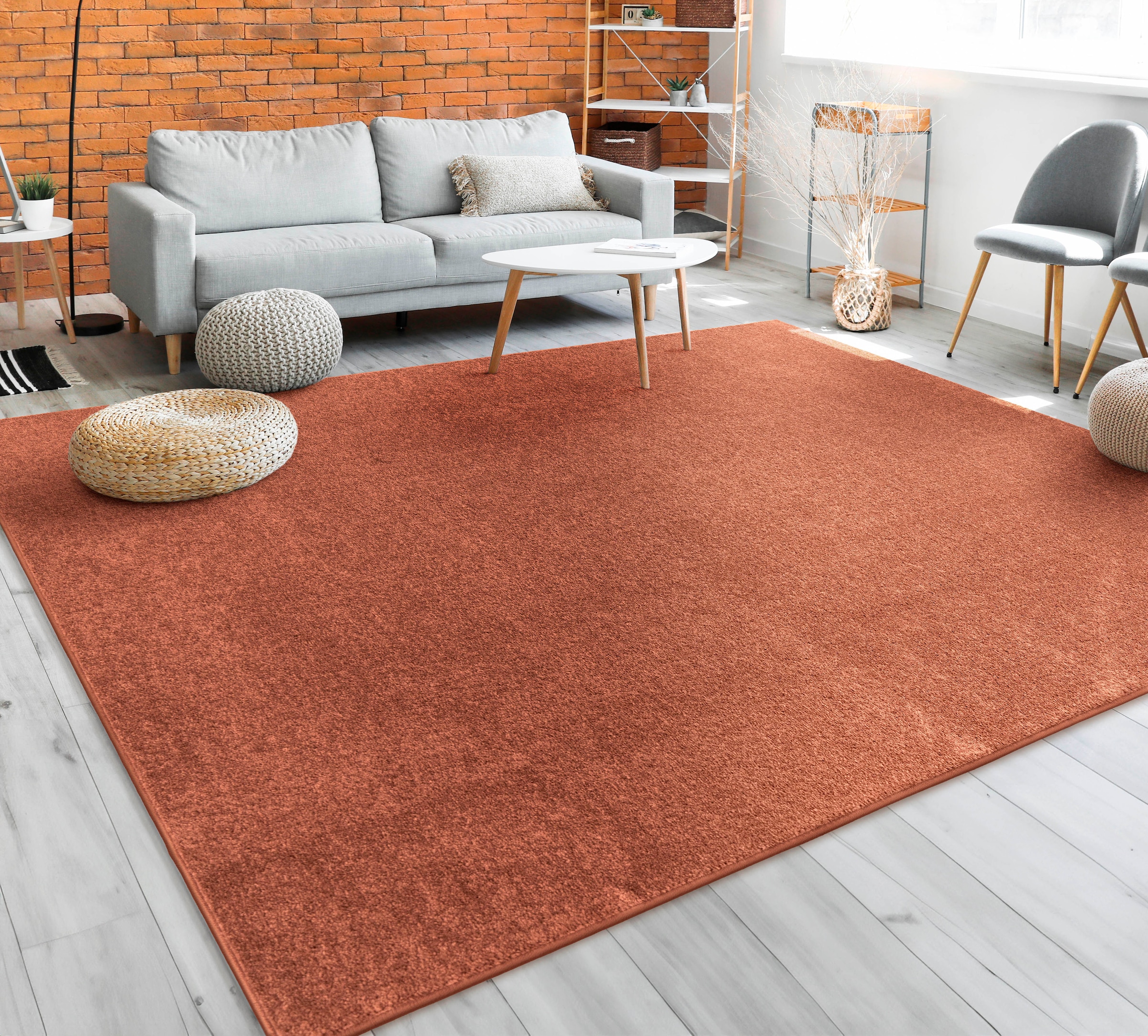 Paco Home Teppich »Porto 890« rechteckig 13 mm Höhe Kurzflor, Uni-Farben, ideal im Wohnzimmer & Schlafzimmer
