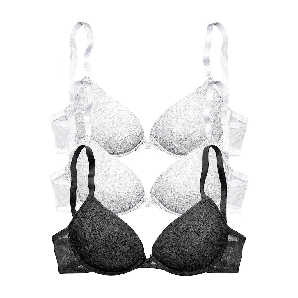 petite fleur Push-up-BH, (Packung, 3 Stück), mit Bügel und herausnehmbaren Kissen, Dessous